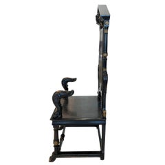 19th Century French antique black Throne Chair from Paris