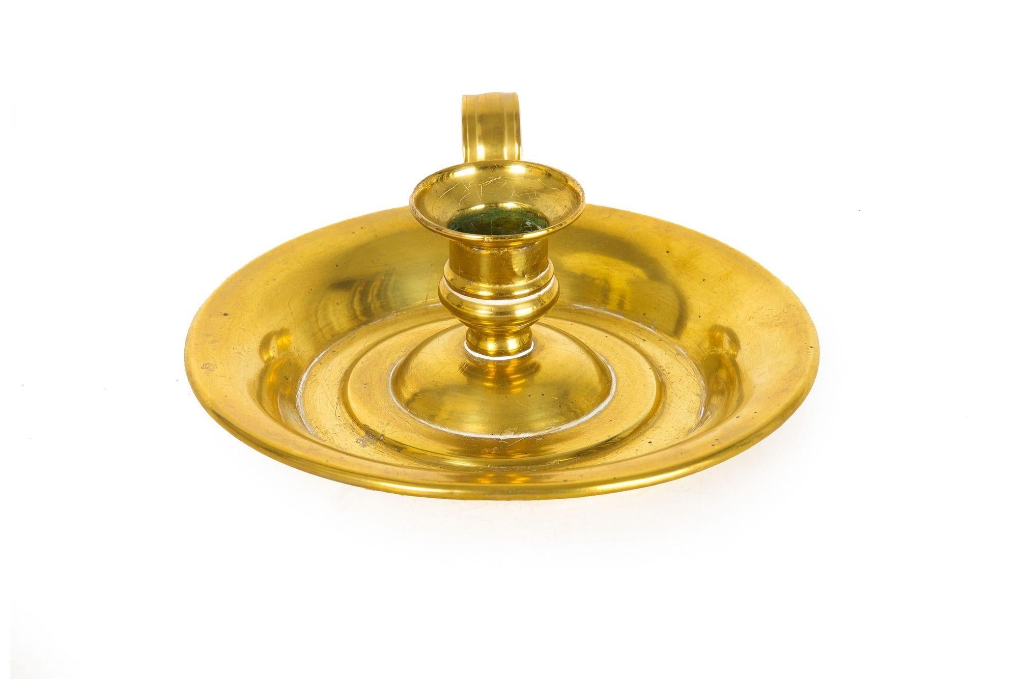 Louis XV 19th Century French Antique Brass Candlestick Chamberstick