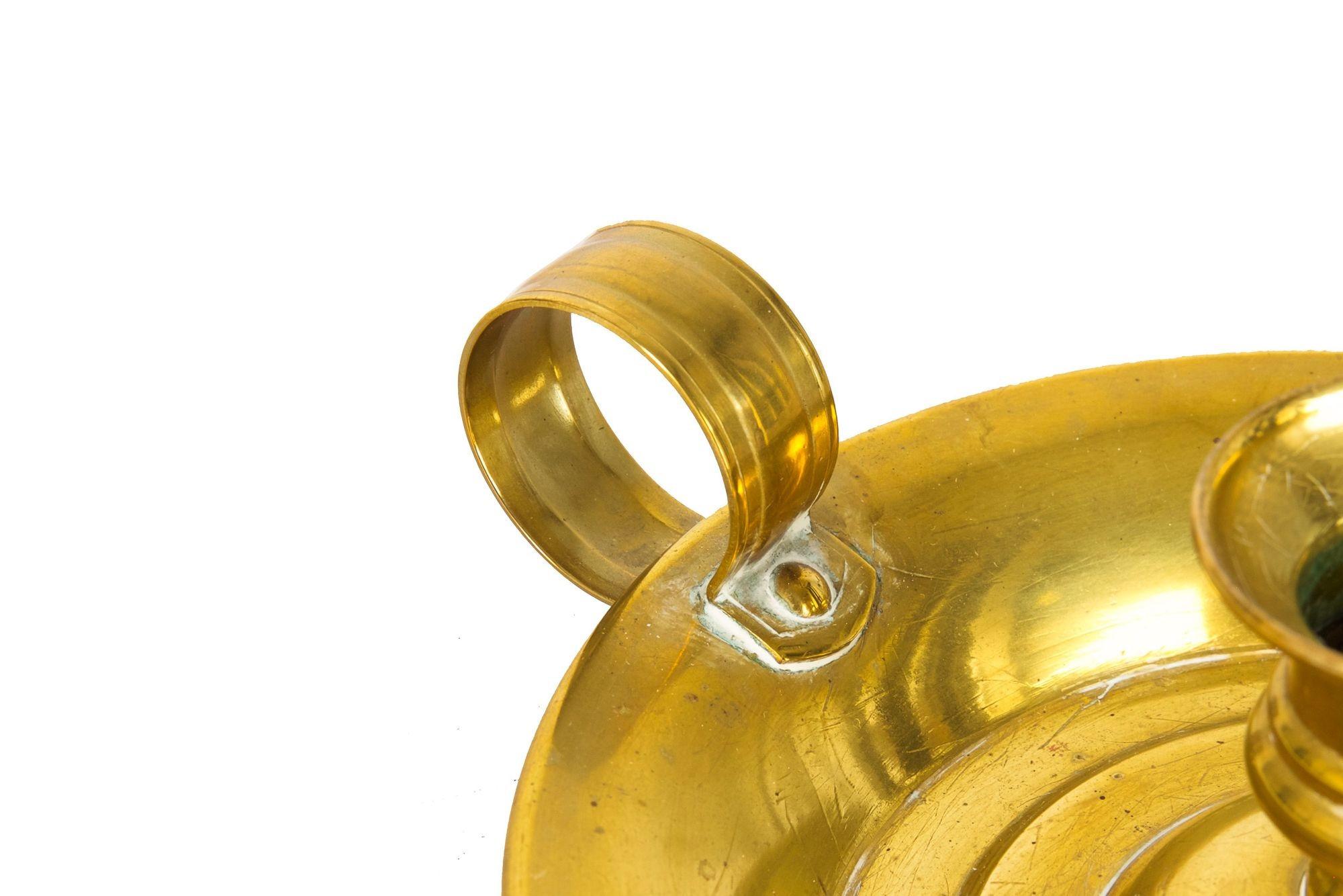 19th Century French Antique Brass Candlestick Chamberstick 1