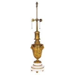19th Century French Antique Bronze and Marble Table Lamp after Clodion