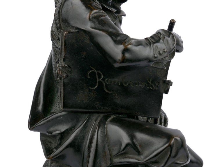 19th Century French Antique Bronze Sculpture of Rembrandt by Carrier-Belleuse For Sale 10