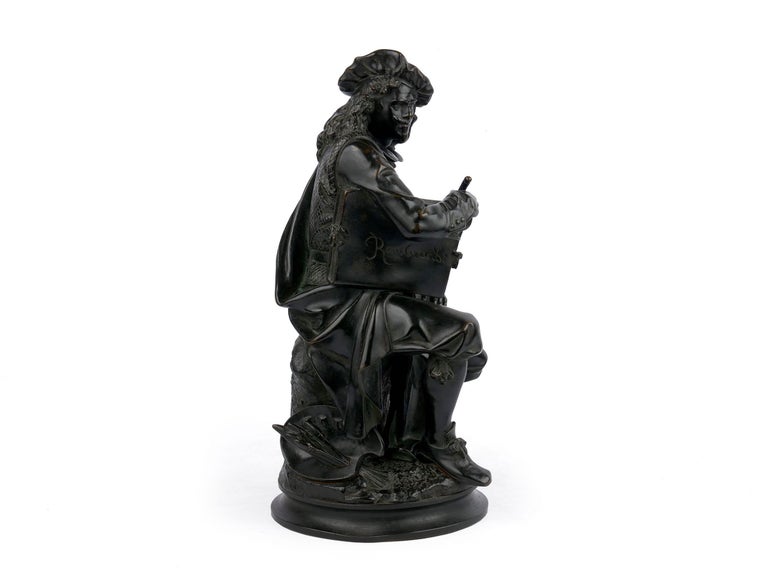 Romantic 19th Century French Antique Bronze Sculpture of Rembrandt by Carrier-Belleuse For Sale