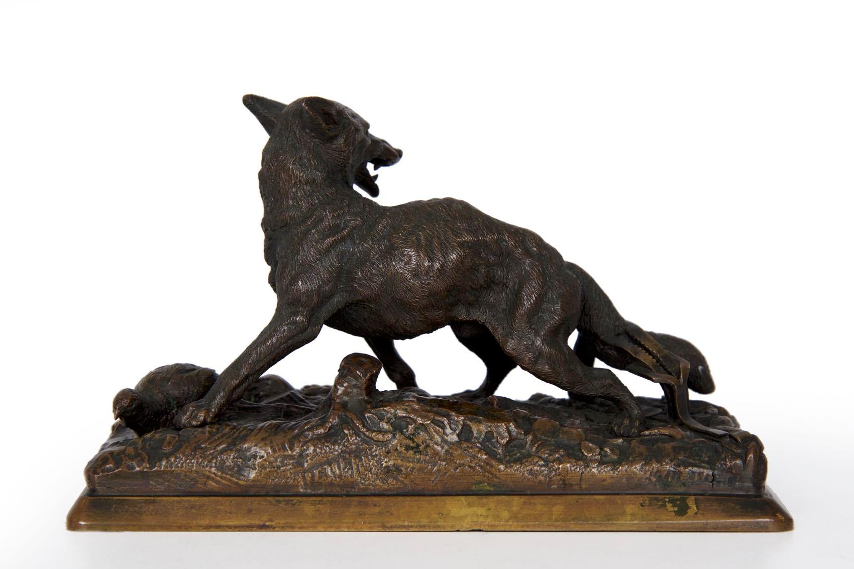19th Century French Antique Bronze Sculpture of “Renard” by Alfred Dubucand 7