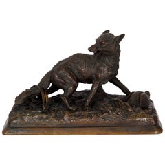 19th Century French Antique Bronze Sculpture of “Renard” by Alfred Dubucand
