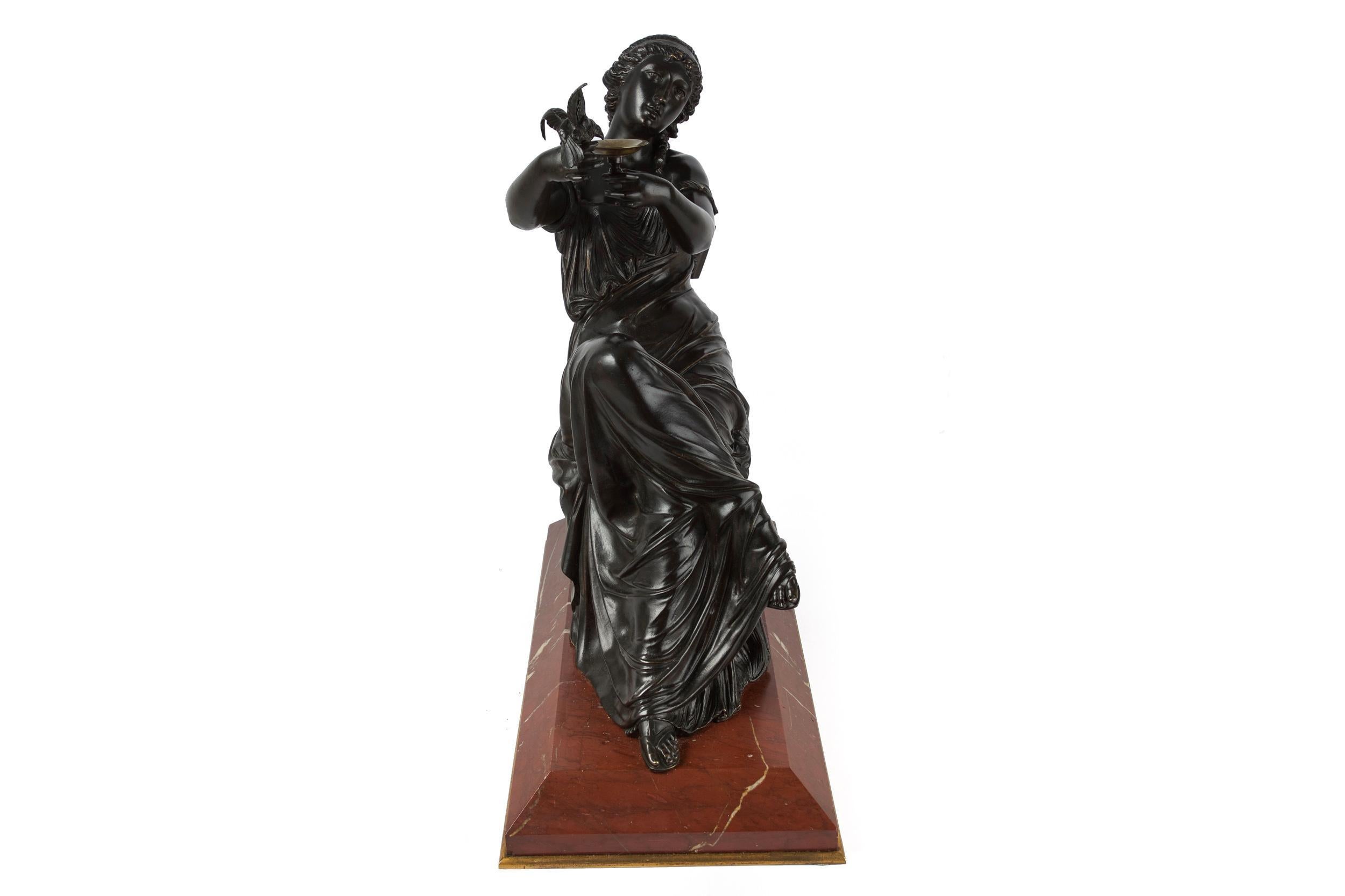 19th Century French Antique Bronze Sculpture of Seated Sappho by Francois Mage In Good Condition In Shippensburg, PA