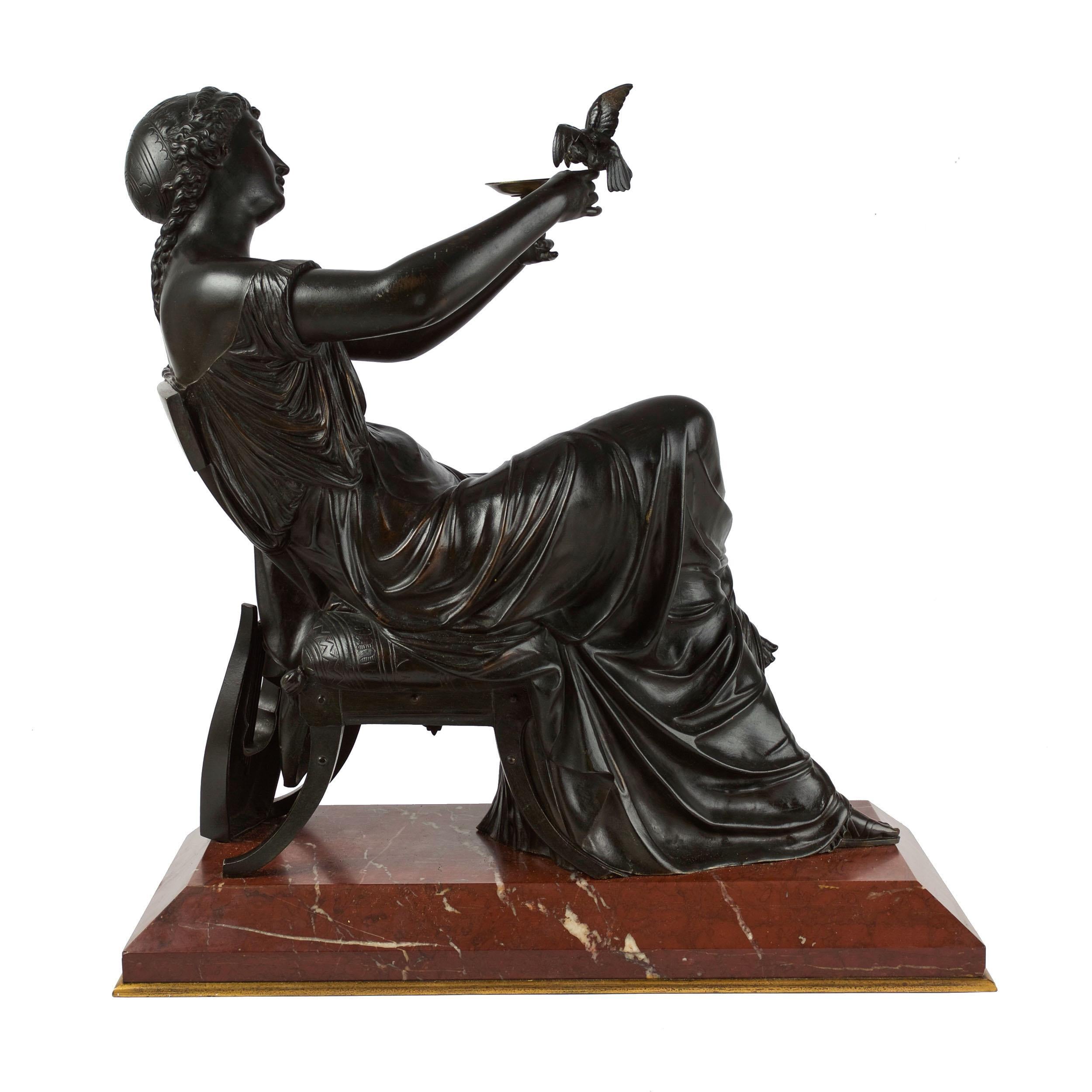 19th Century French Antique Bronze Sculpture of Seated Sappho by Francois Mage 1