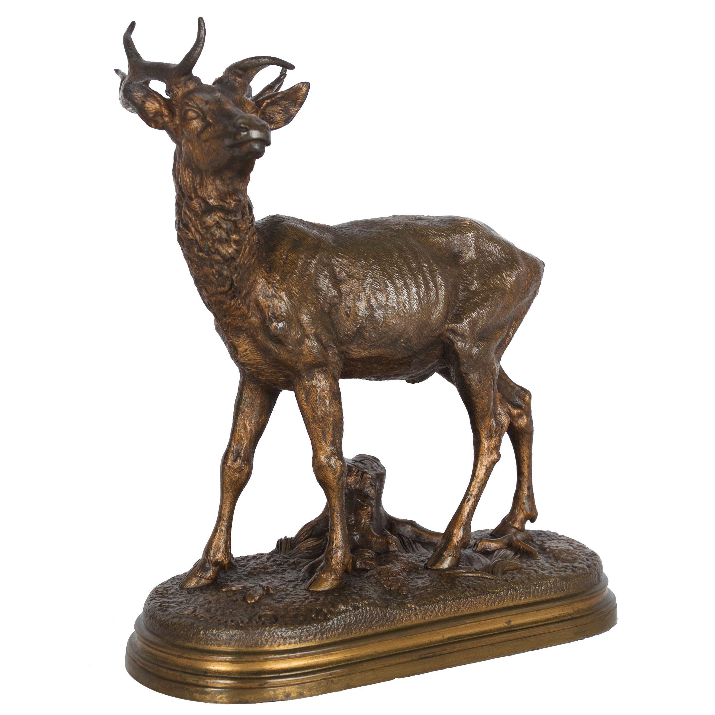 19th Century French Antique Bronze Sculpture of Standing Stag by Alfred Dubucand 13