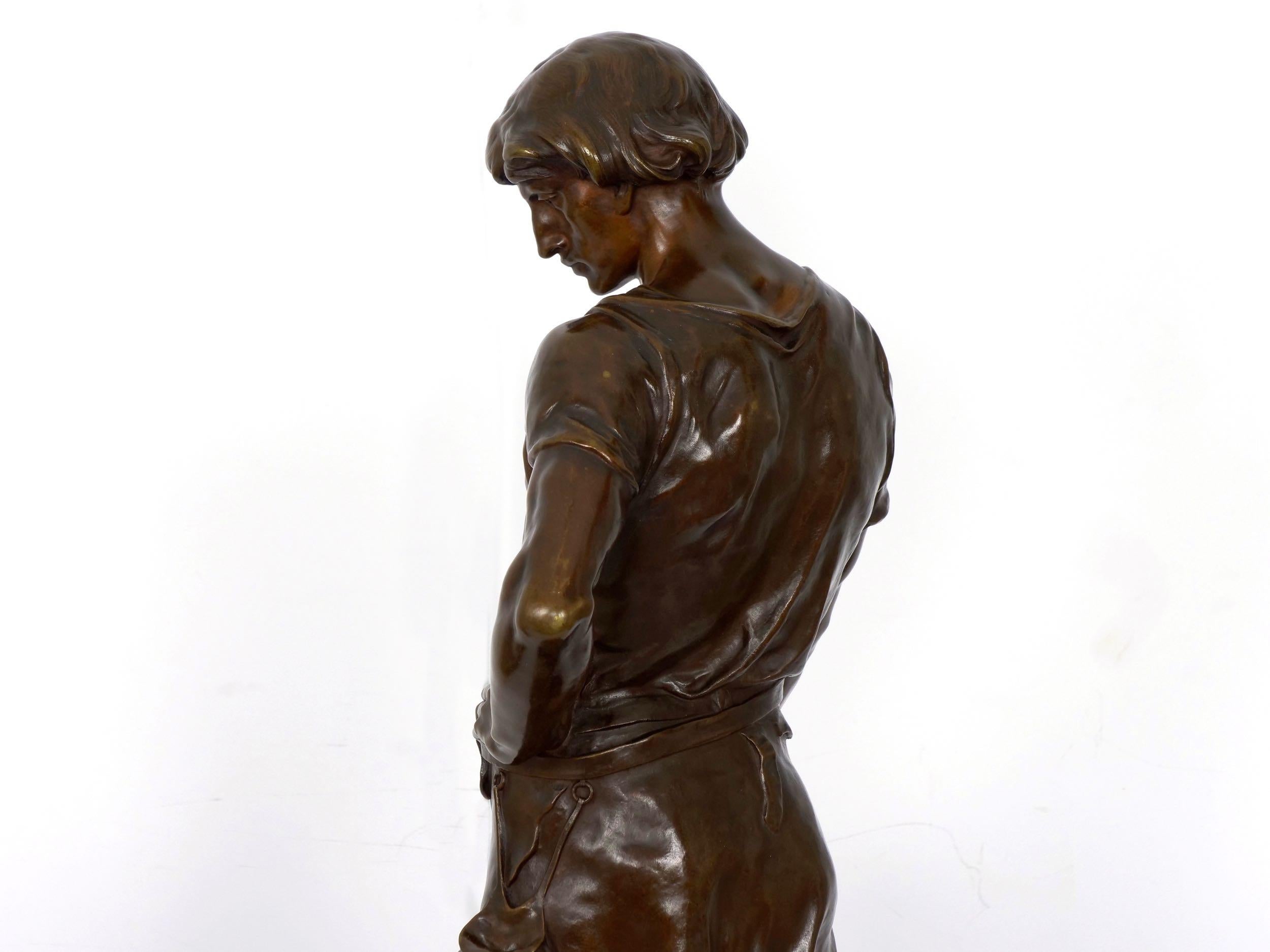 19th Century French Antique Bronze Sculpture “Pax et Labor” by Emile Picault 10
