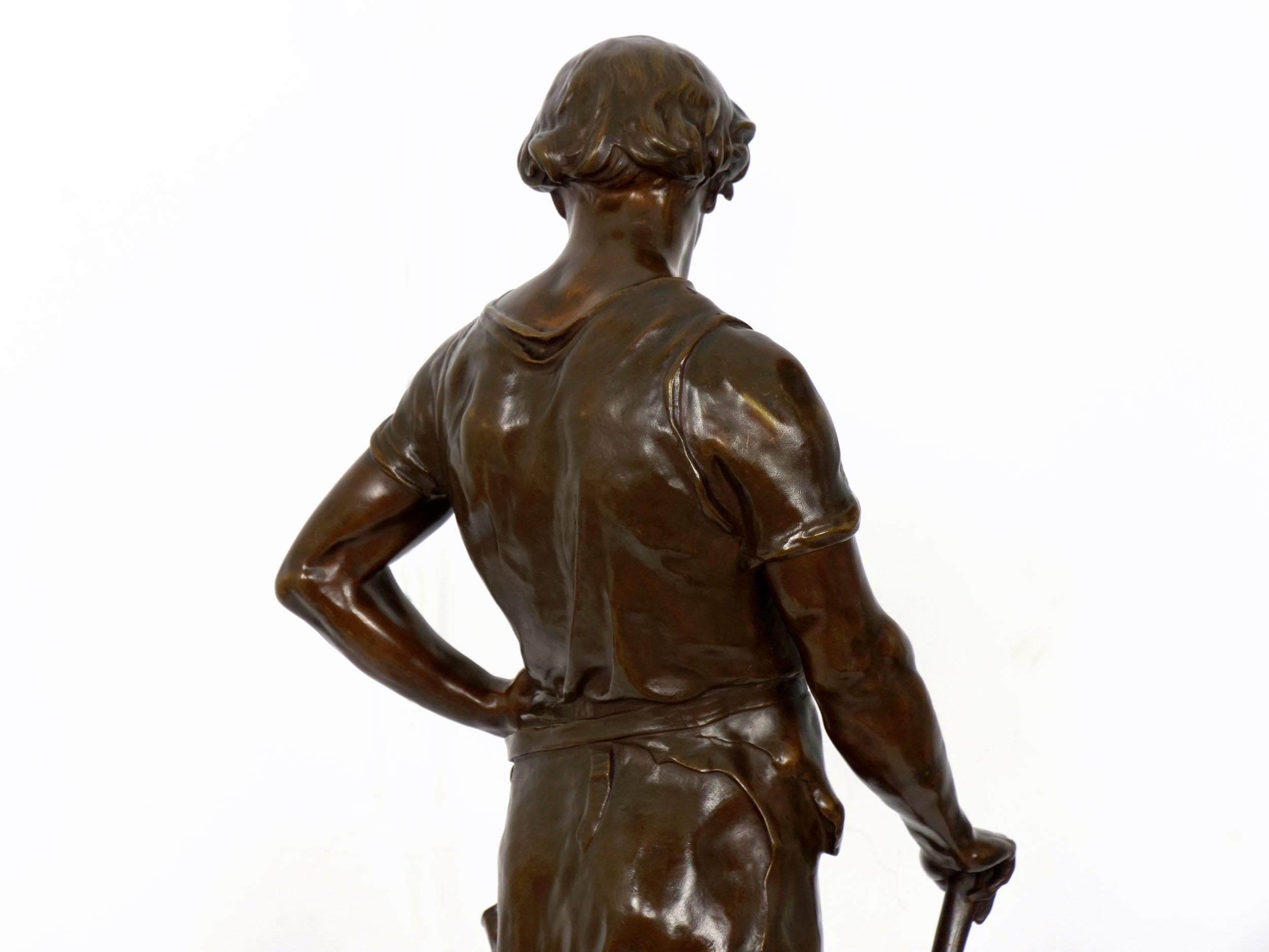 19th Century French Antique Bronze Sculpture “Pax et Labor” by Emile Picault 12