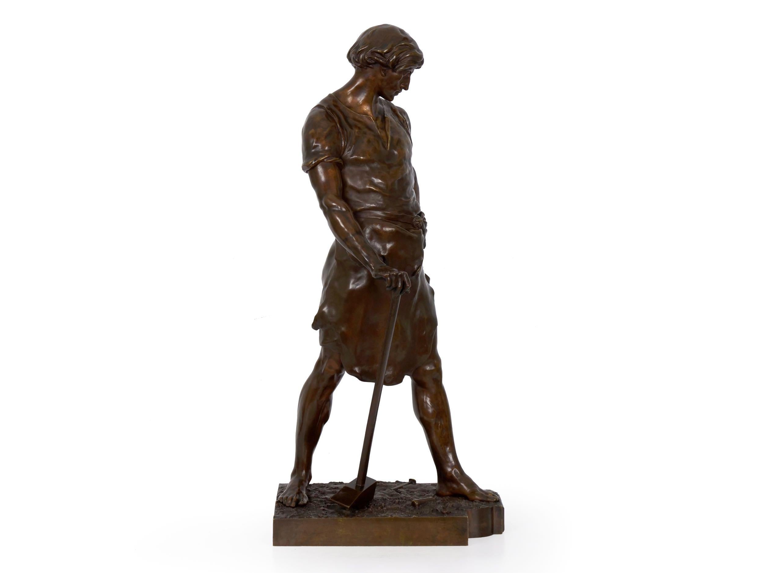 19th Century French Antique Bronze Sculpture “Pax et Labor” by Emile Picault 3