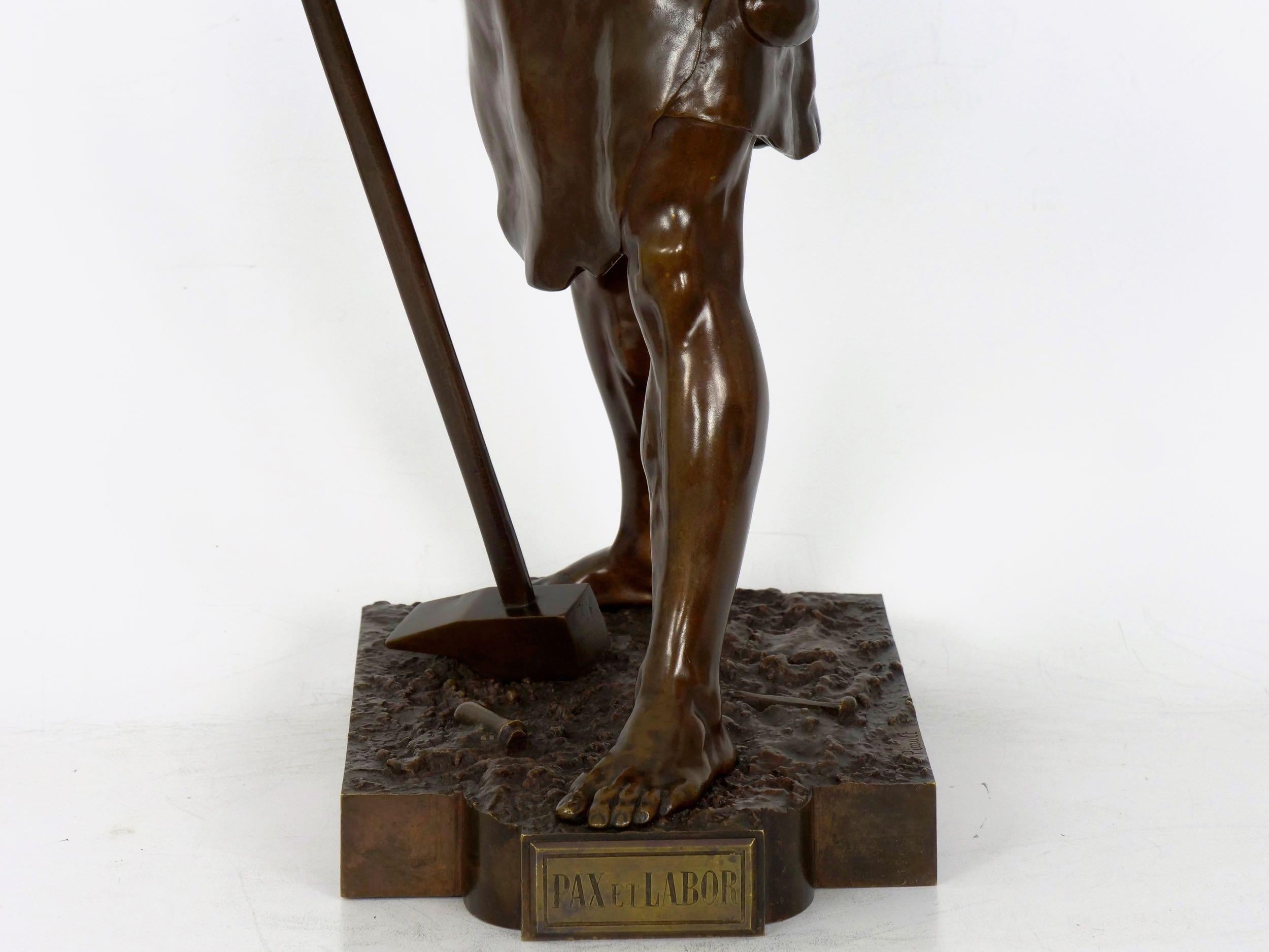 19th Century French Antique Bronze Sculpture “Pax et Labor” by Emile Picault 5