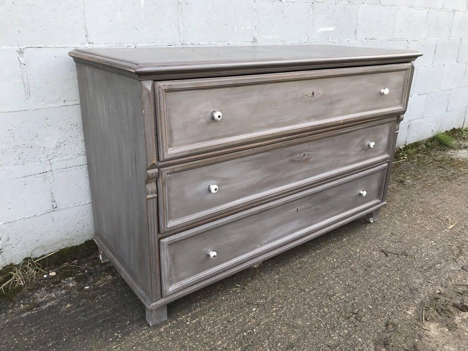 19th Century French Antique Chest of Drawers, Vintage, Rare, Original, Paint For Sale 1