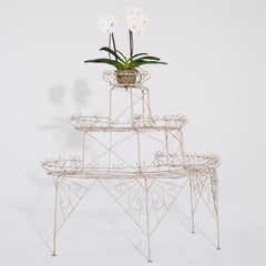 19th Century Antique French Three-Tier Half Round Plant Stand