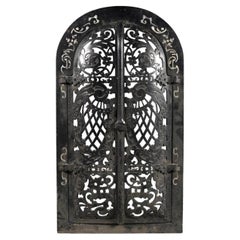 19th Century French Antique Double-Door Black Iron Fireplace Screen
