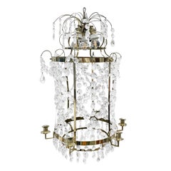 19th Century French Antique Empire Crystal Glass Chandelier, Parisian Candelabra