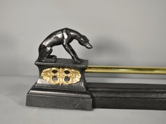 19th Century French Antique Fireplace Fender with Greyhounds