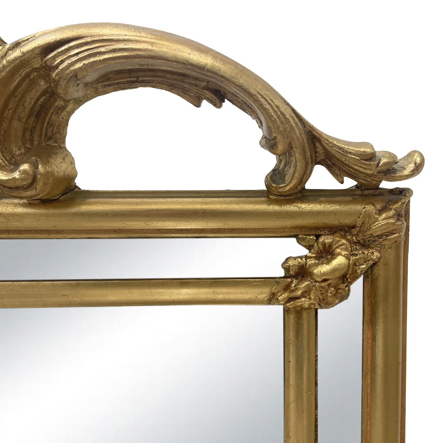 Empire 19th Century French Antique Gilded Pinewood Wall Glass Mirror For Sale
