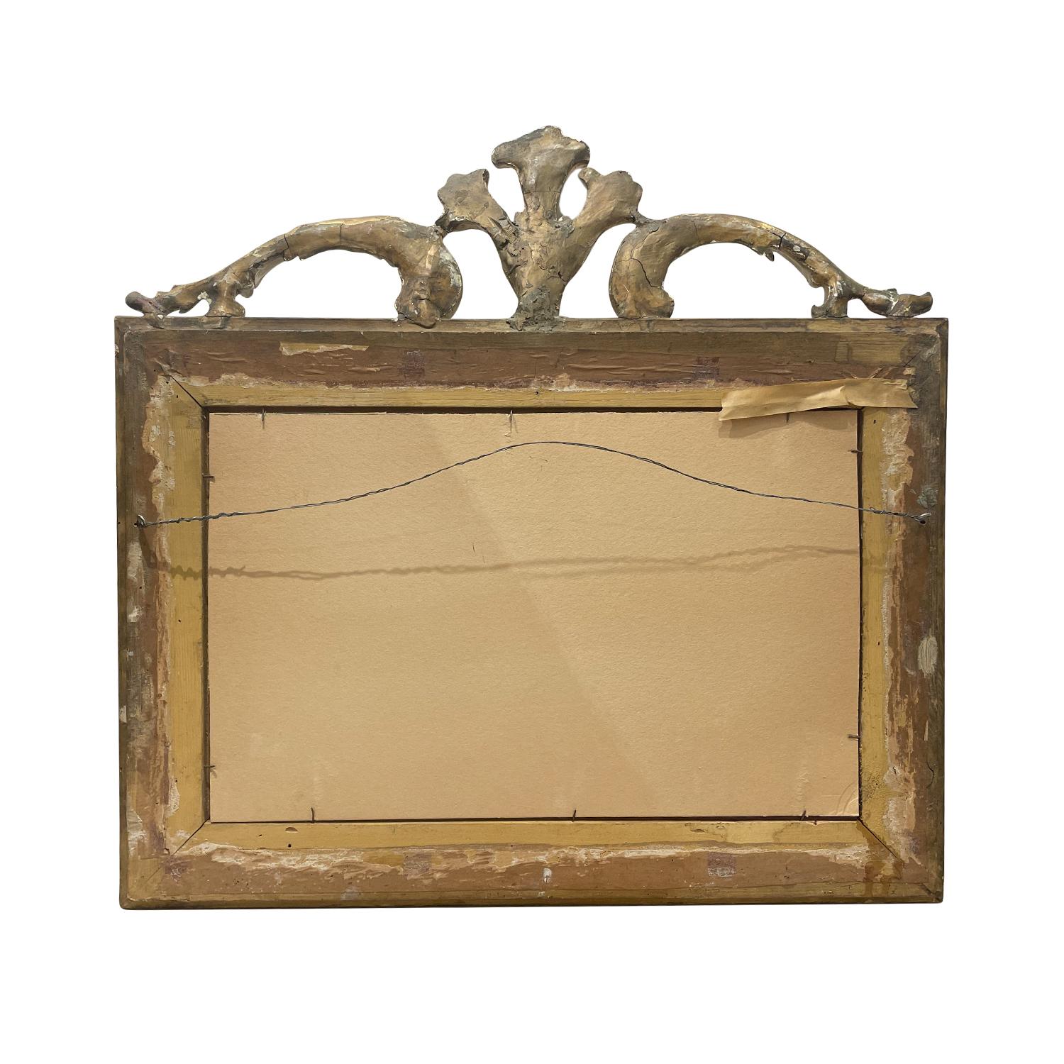 Fait main Miroir mural français ancien en bois de pin doré du 19ème siècle en vente