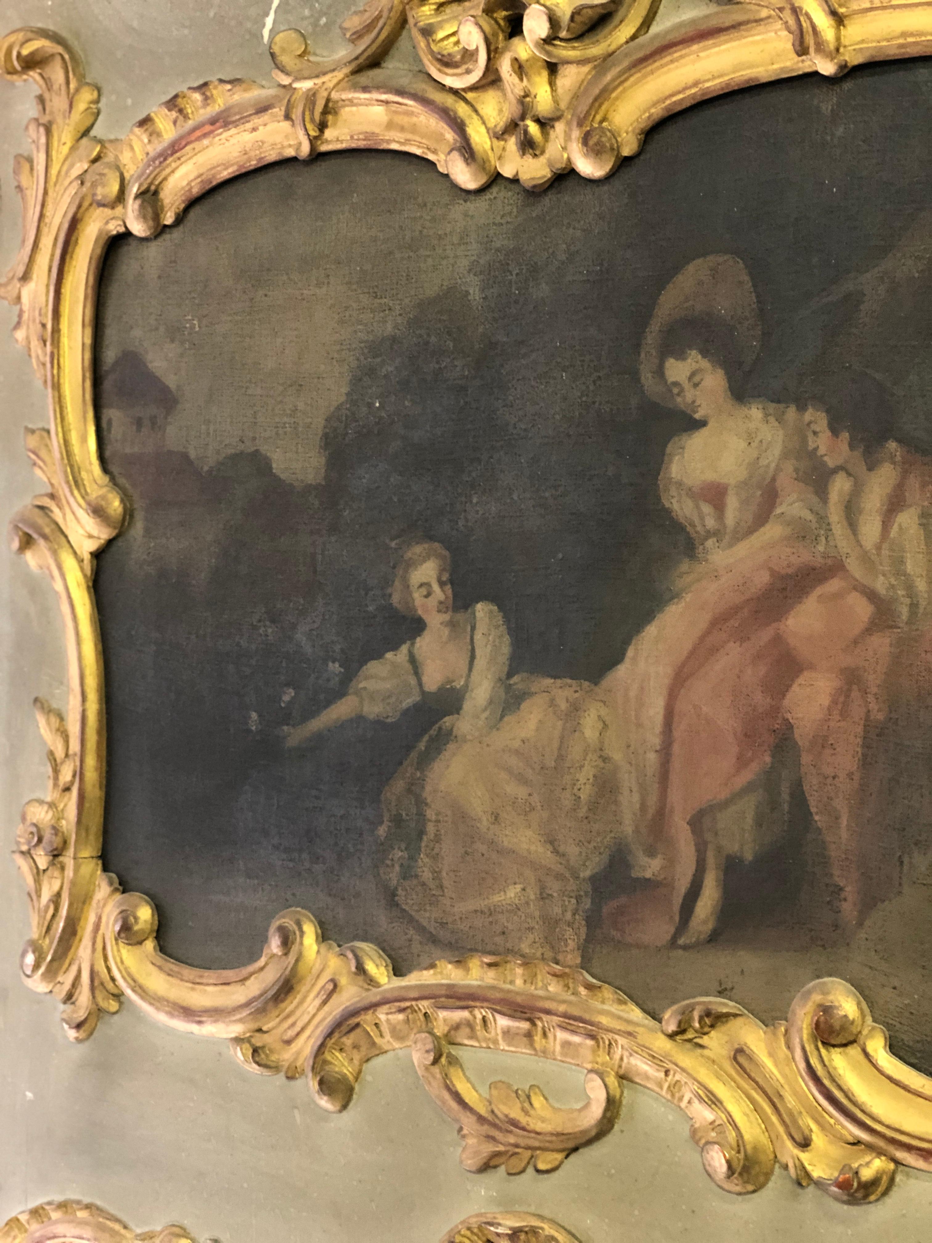 miroir de cheminée français ancien du 19ème siècle:: sculpté et peint à la main:: Louis XVI Bon état - En vente à Sofia, BG