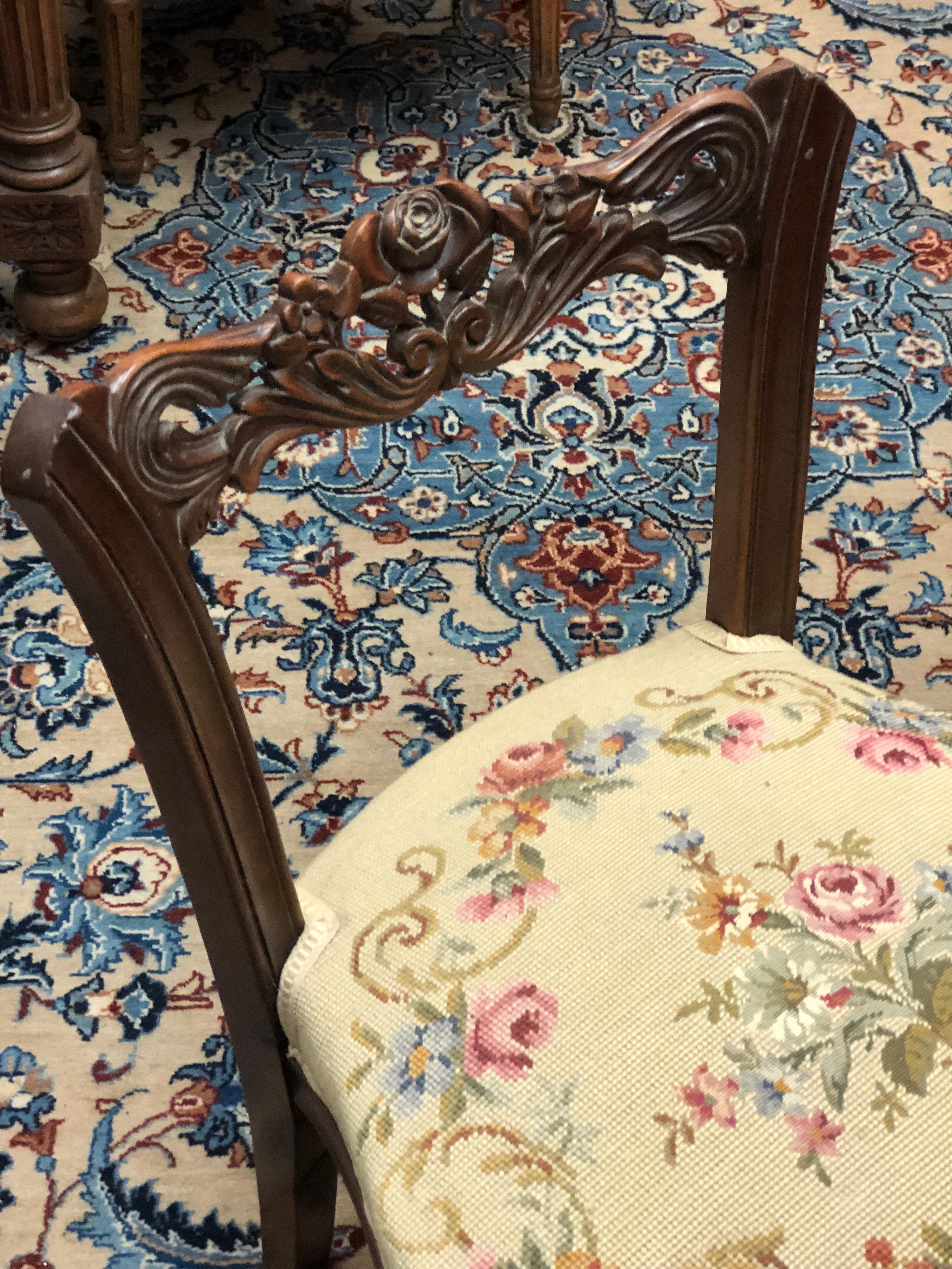 19th Century French Antique Hand Carved Low Back Chair Napoleon III Period In Good Condition For Sale In Sofia, BG
