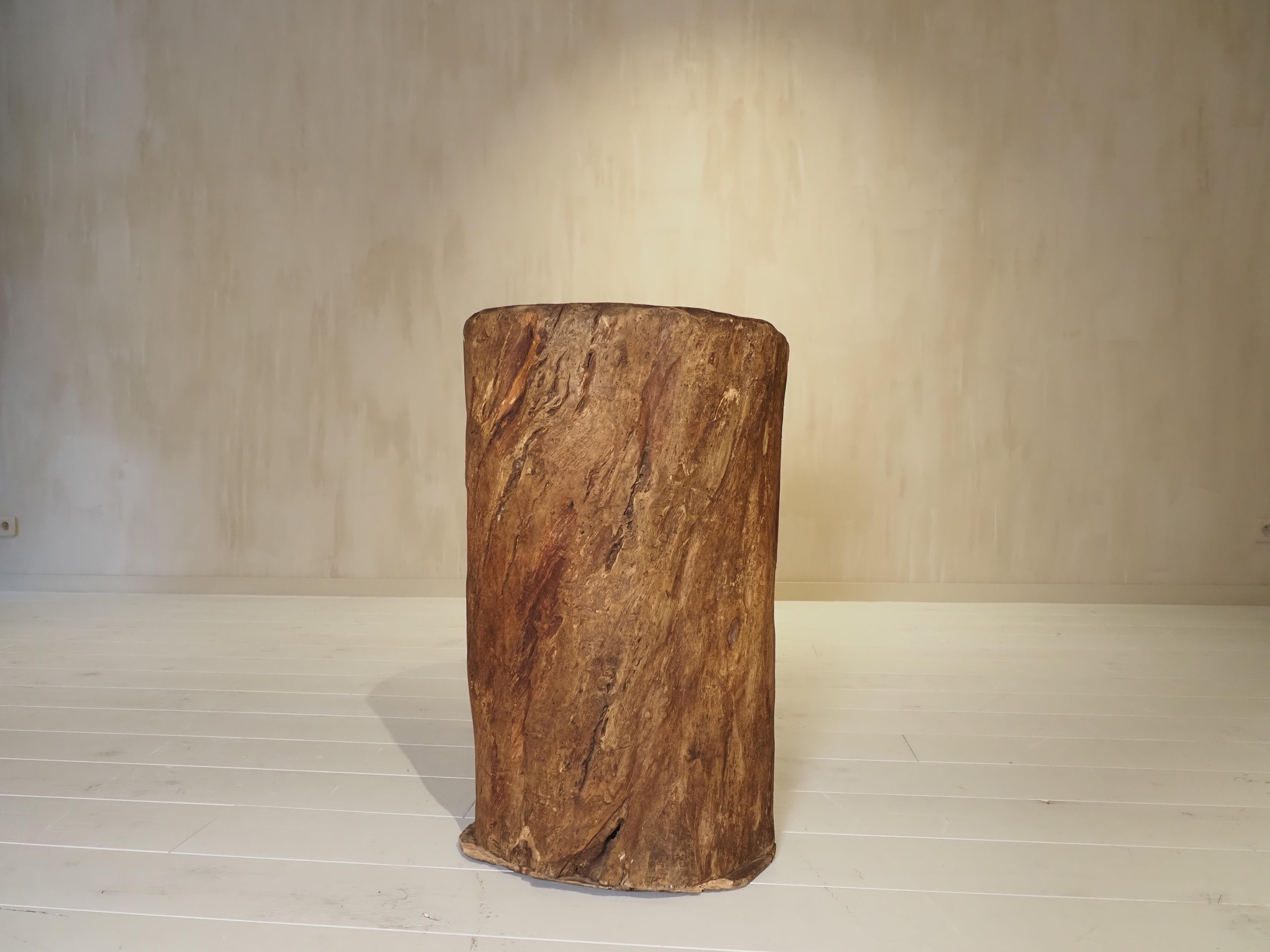19th Century, French antique hollowed tree trunk wooden planter For Sale 7