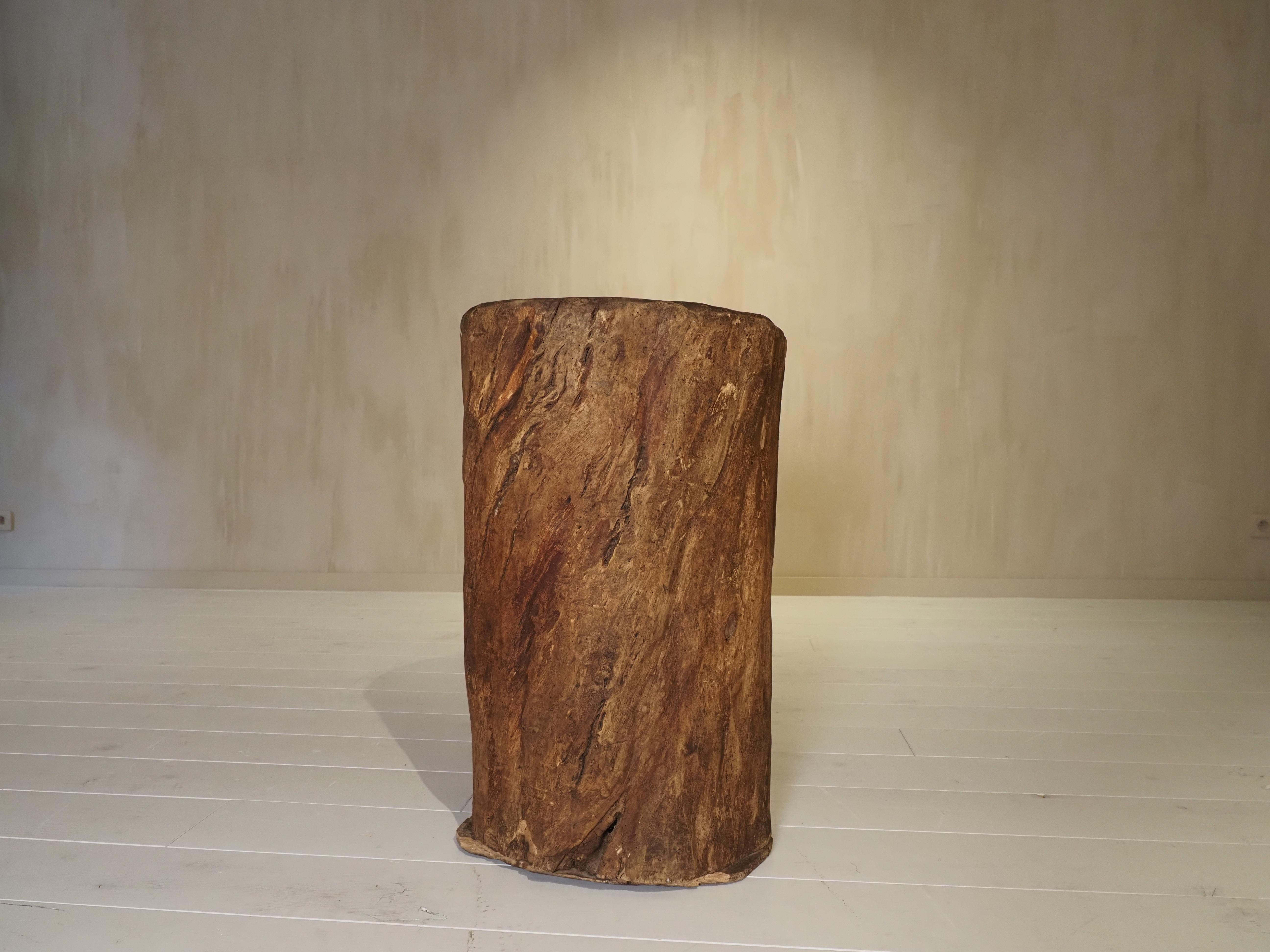 19th Century, French antique hollowed tree trunk wooden planter For Sale 8