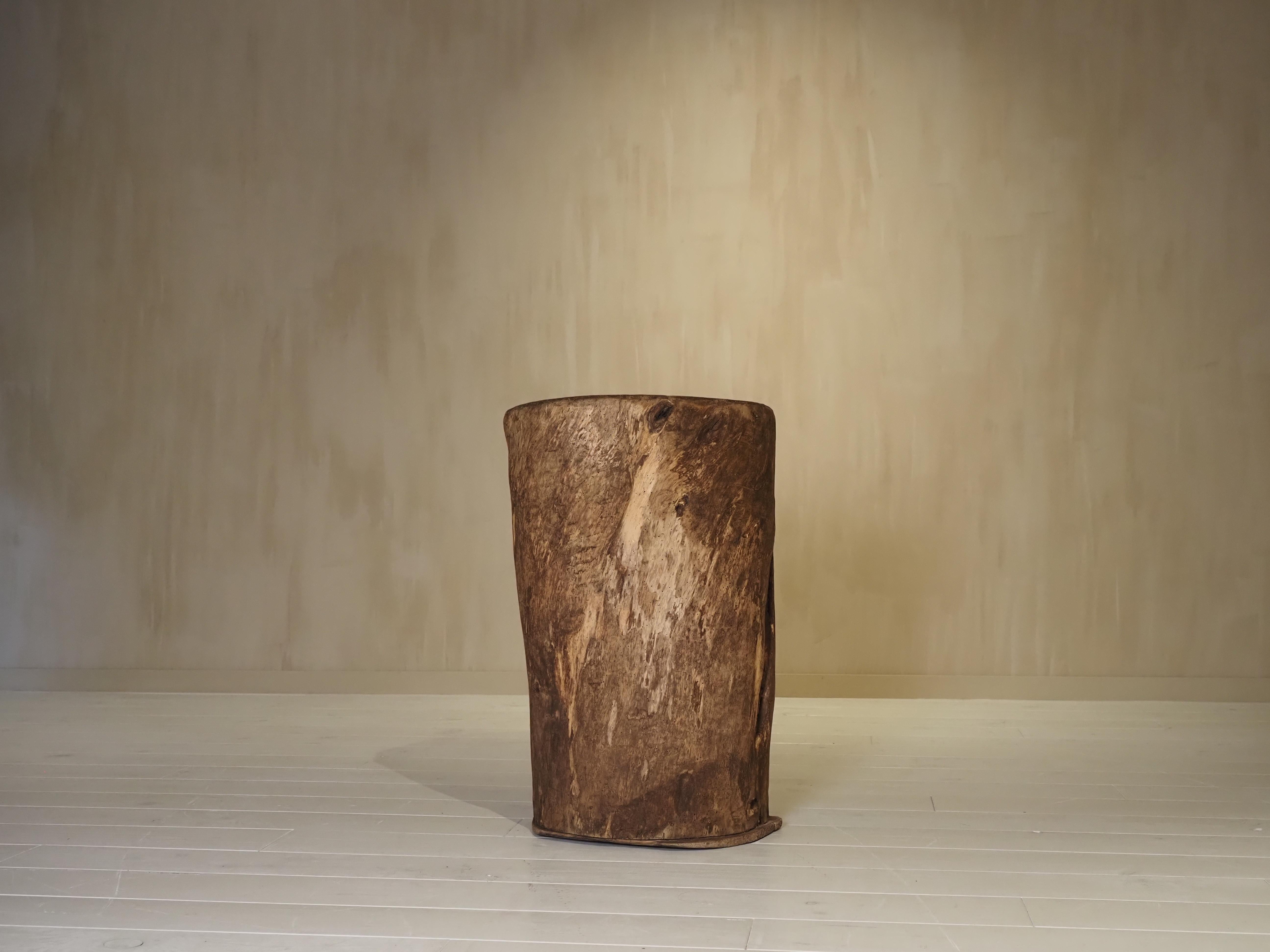 Wood 19th Century, French antique hollowed tree trunk wooden planter For Sale