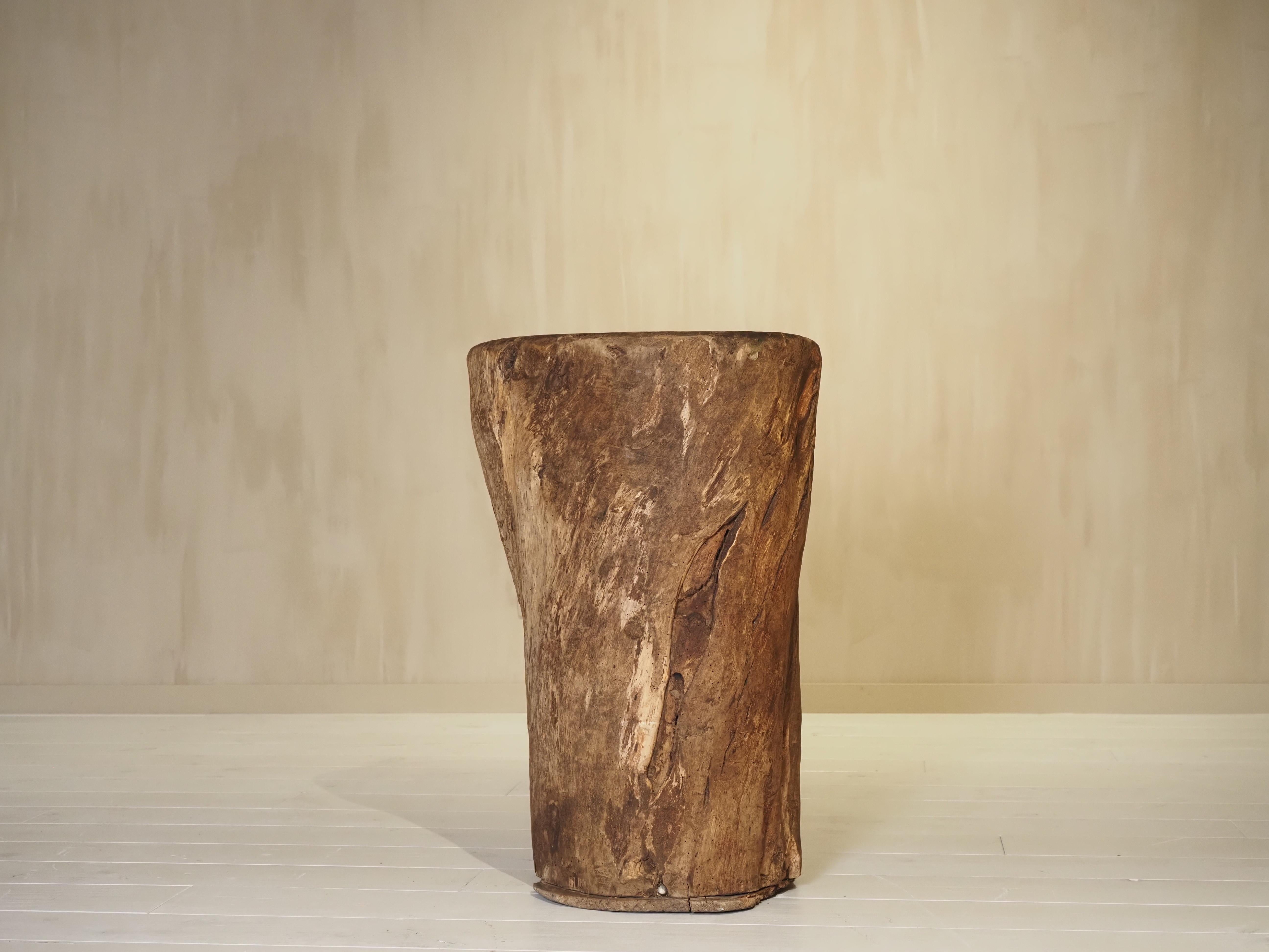 19th Century, French antique hollowed tree trunk wooden planter For Sale 2