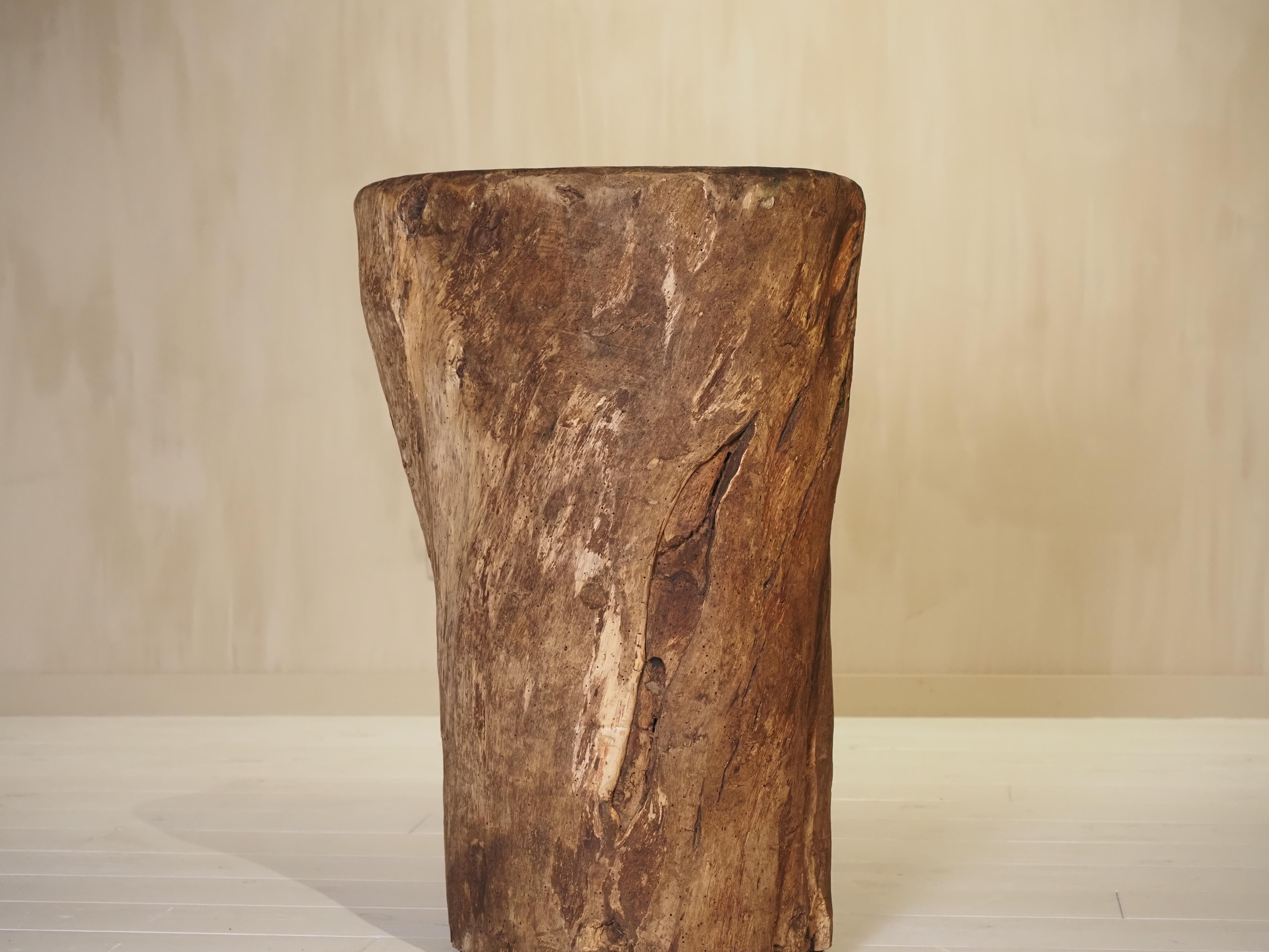 19th Century, French antique hollowed tree trunk wooden planter For Sale 3