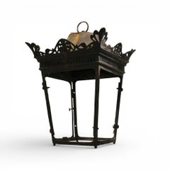 Linterna Antigua Francesa Siglo XIX Hierro Negro