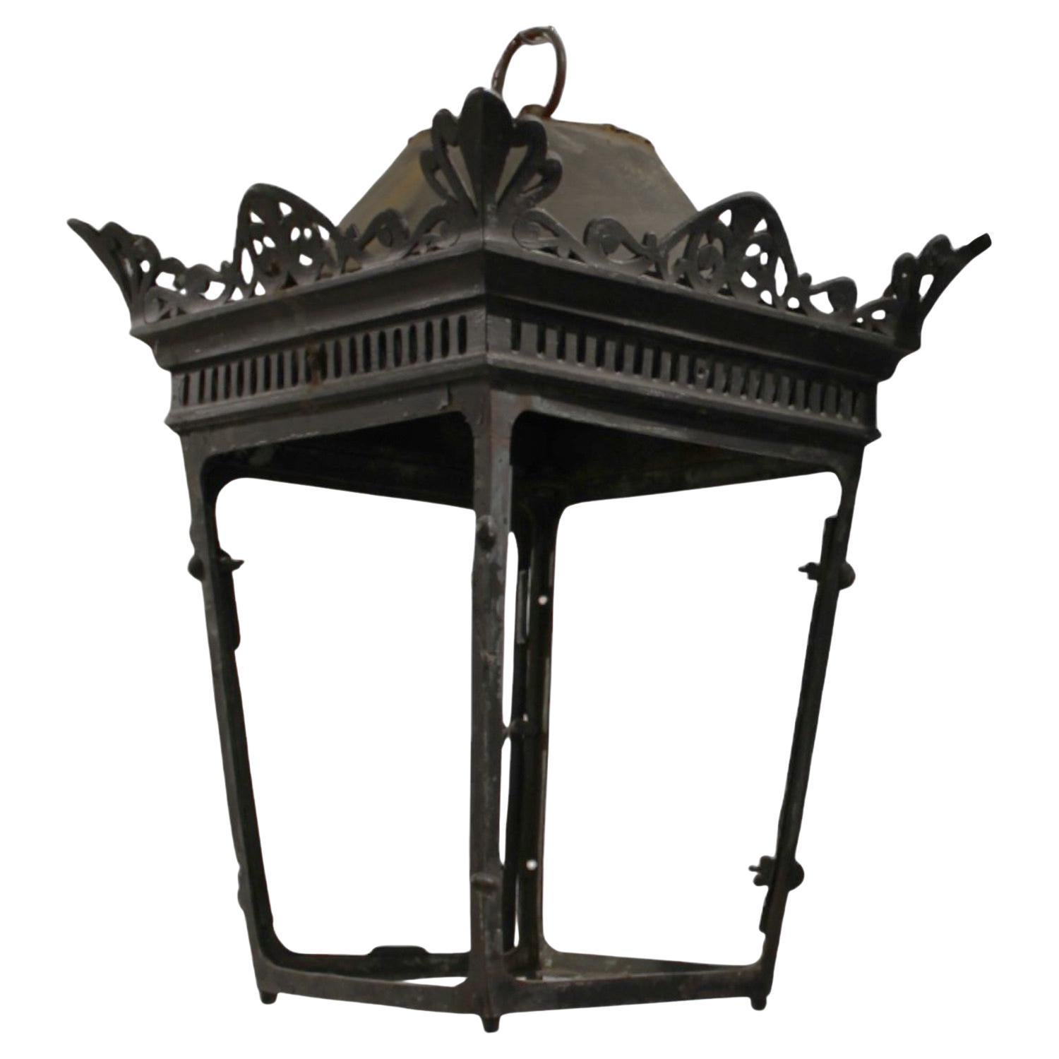Linterna Antigua Francesa Siglo XIX Hierro Negro
