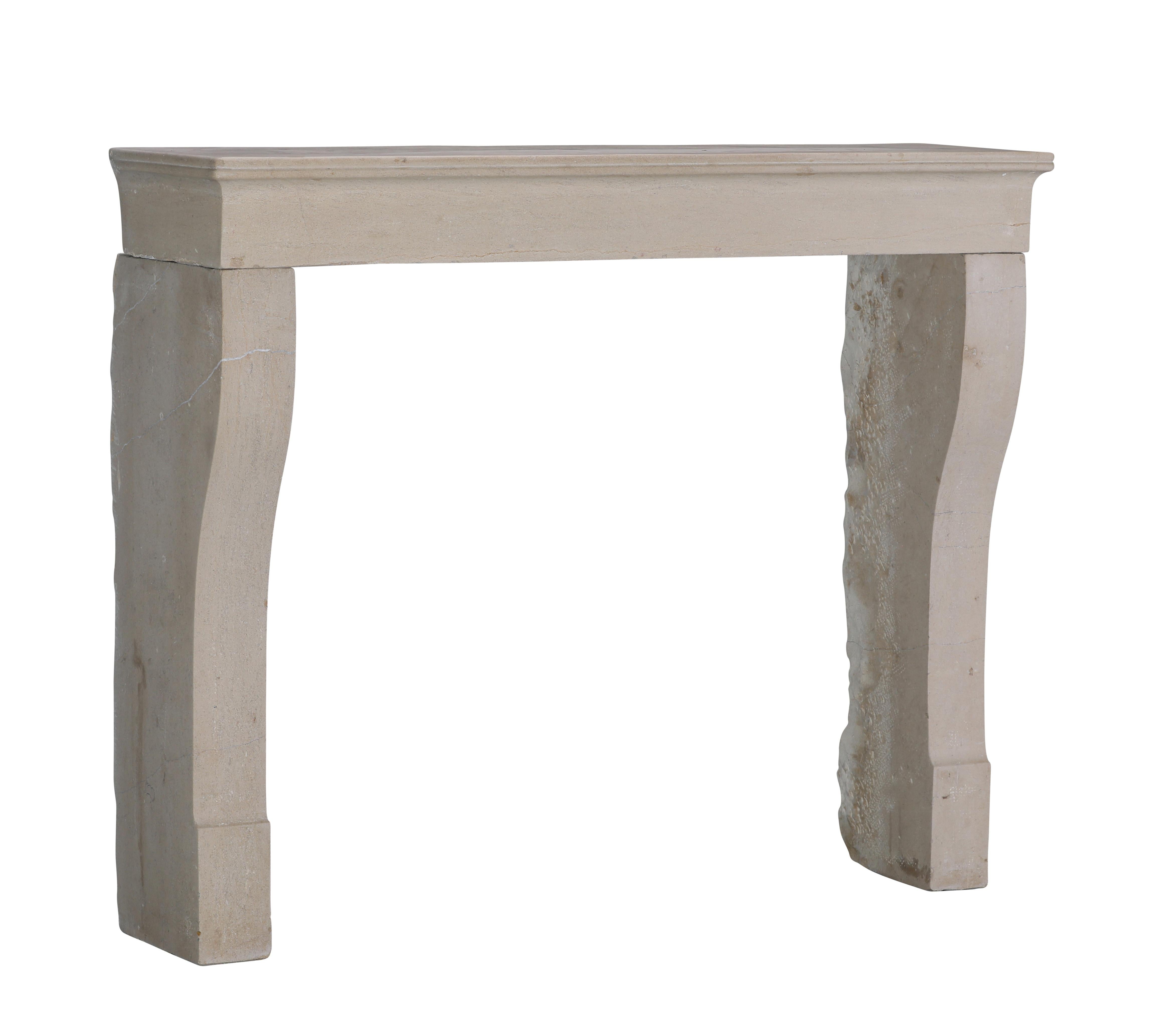 19th Century French Antique Limestone Fireplace Surround with Curved Jambs For Sale 4