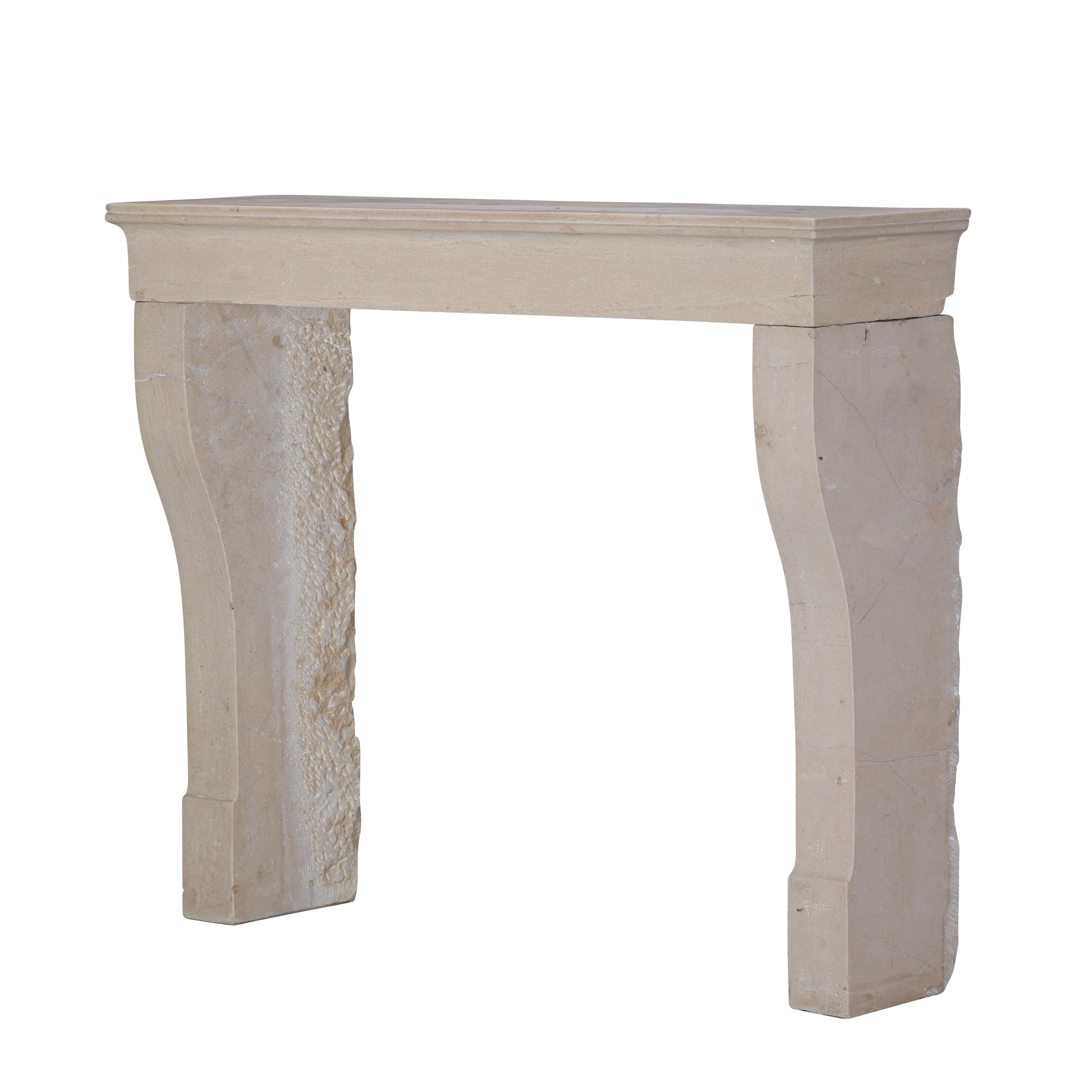 19th Century French Antique Limestone Fireplace Surround with Curved Jambs For Sale 6