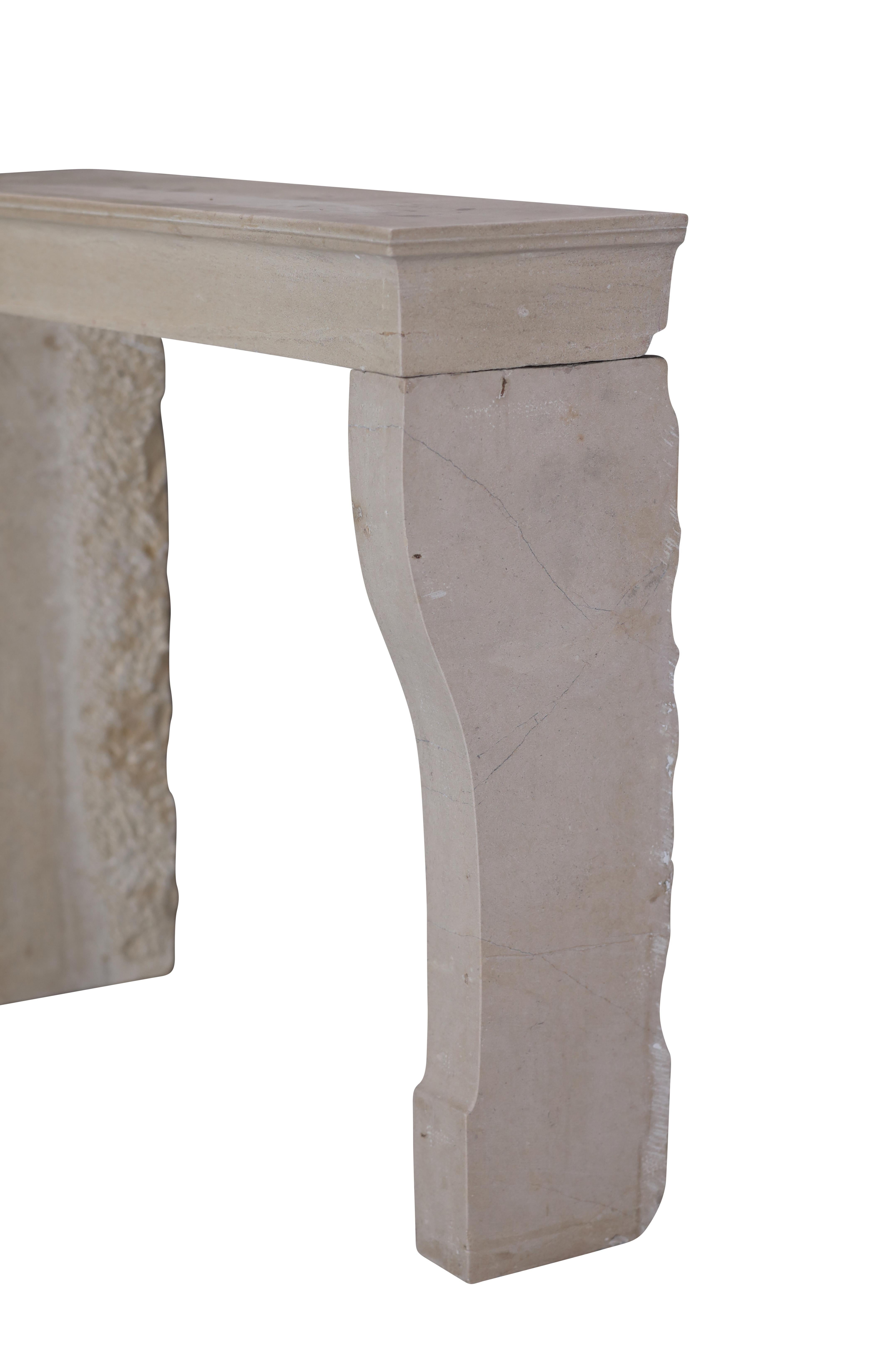 19th Century French Antique Limestone Fireplace Surround with Curved Jambs For Sale 8