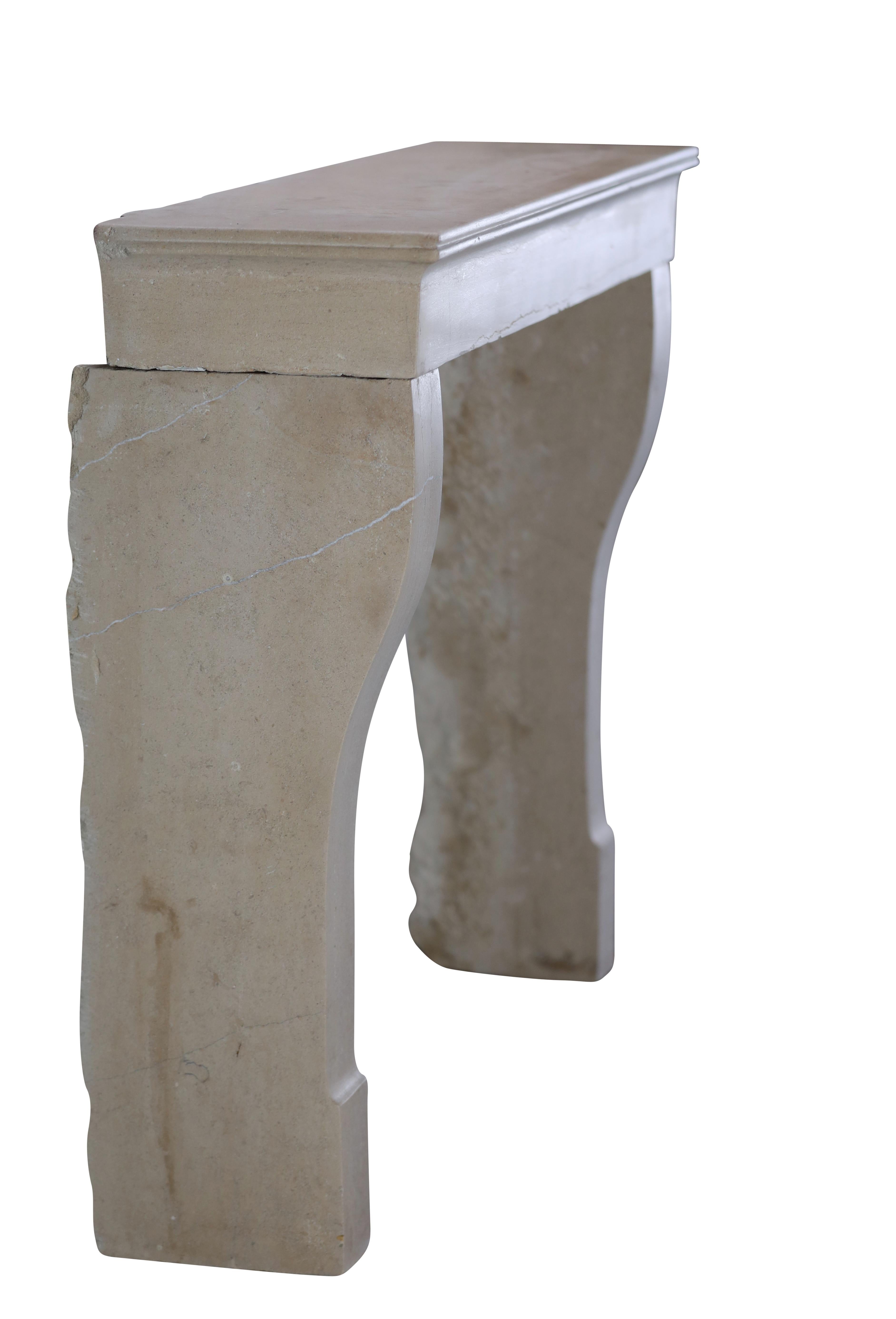 19th Century French Antique Limestone Fireplace Surround with Curved Jambs For Sale 10
