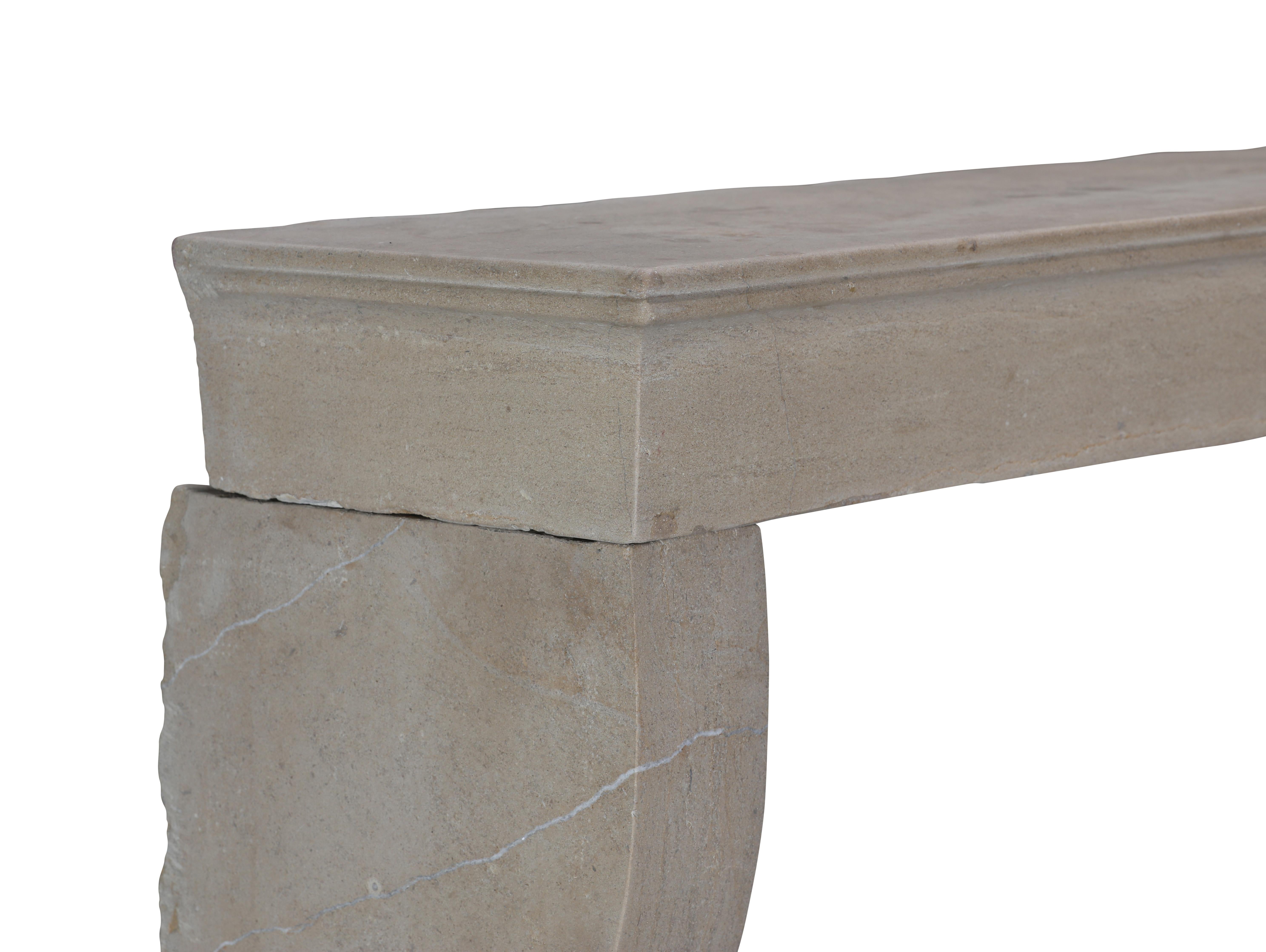 19th Century French Antique Limestone Fireplace Surround with Curved Jambs For Sale 11