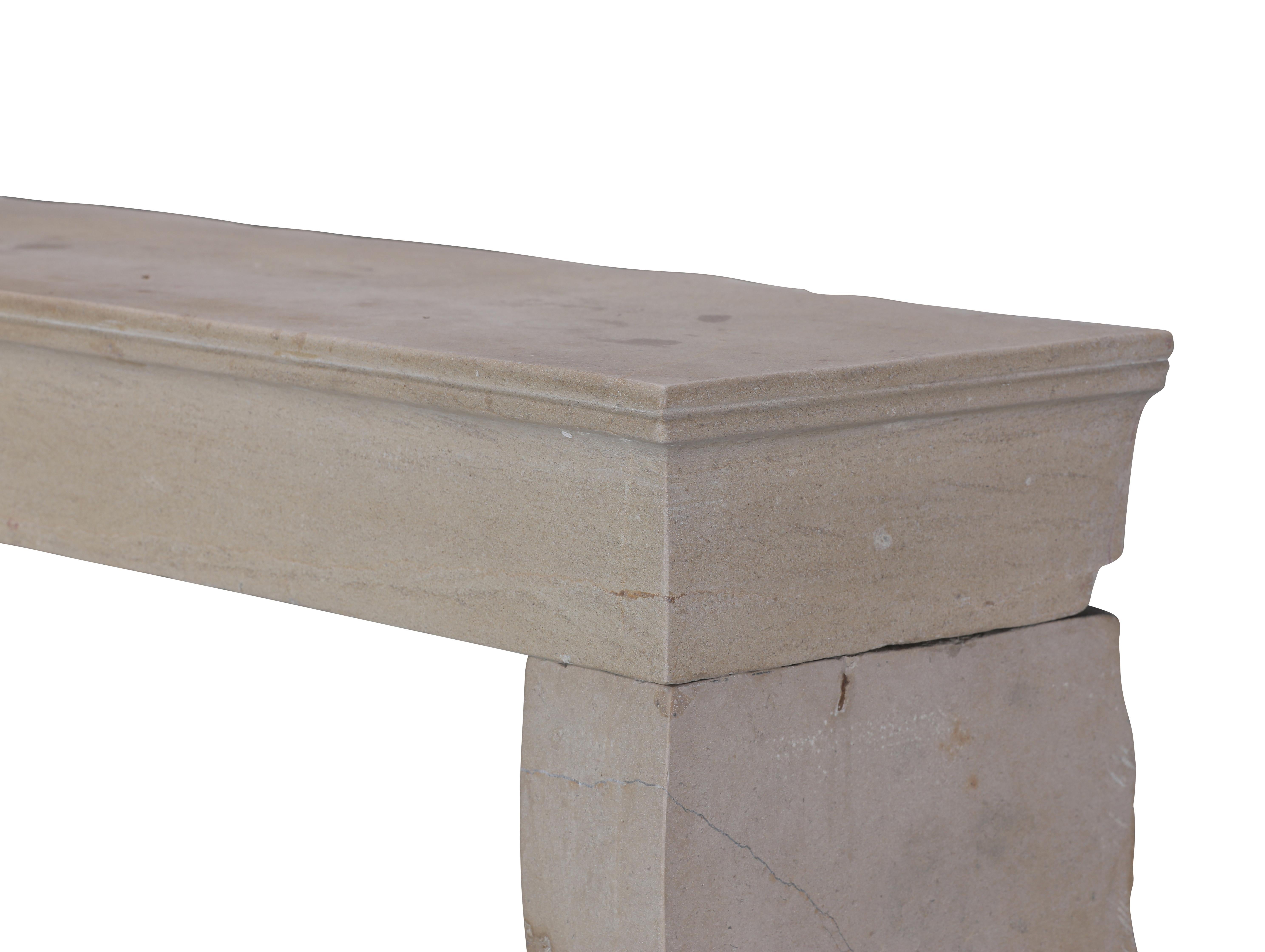 19th Century French Antique Limestone Fireplace Surround with Curved Jambs For Sale 12