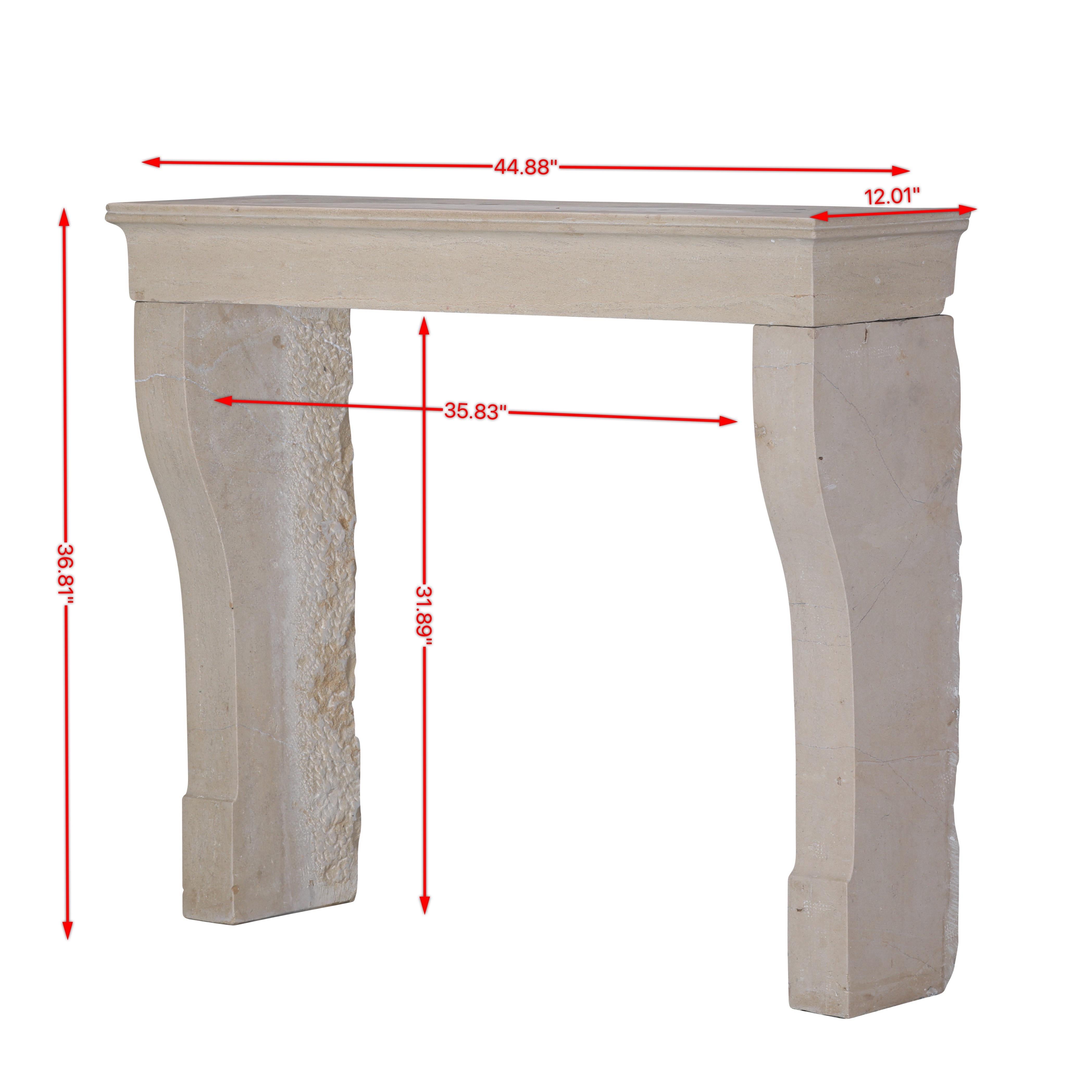 Louis Philippe 19th Century French Antique Limestone Fireplace Surround with Curved Jambs For Sale