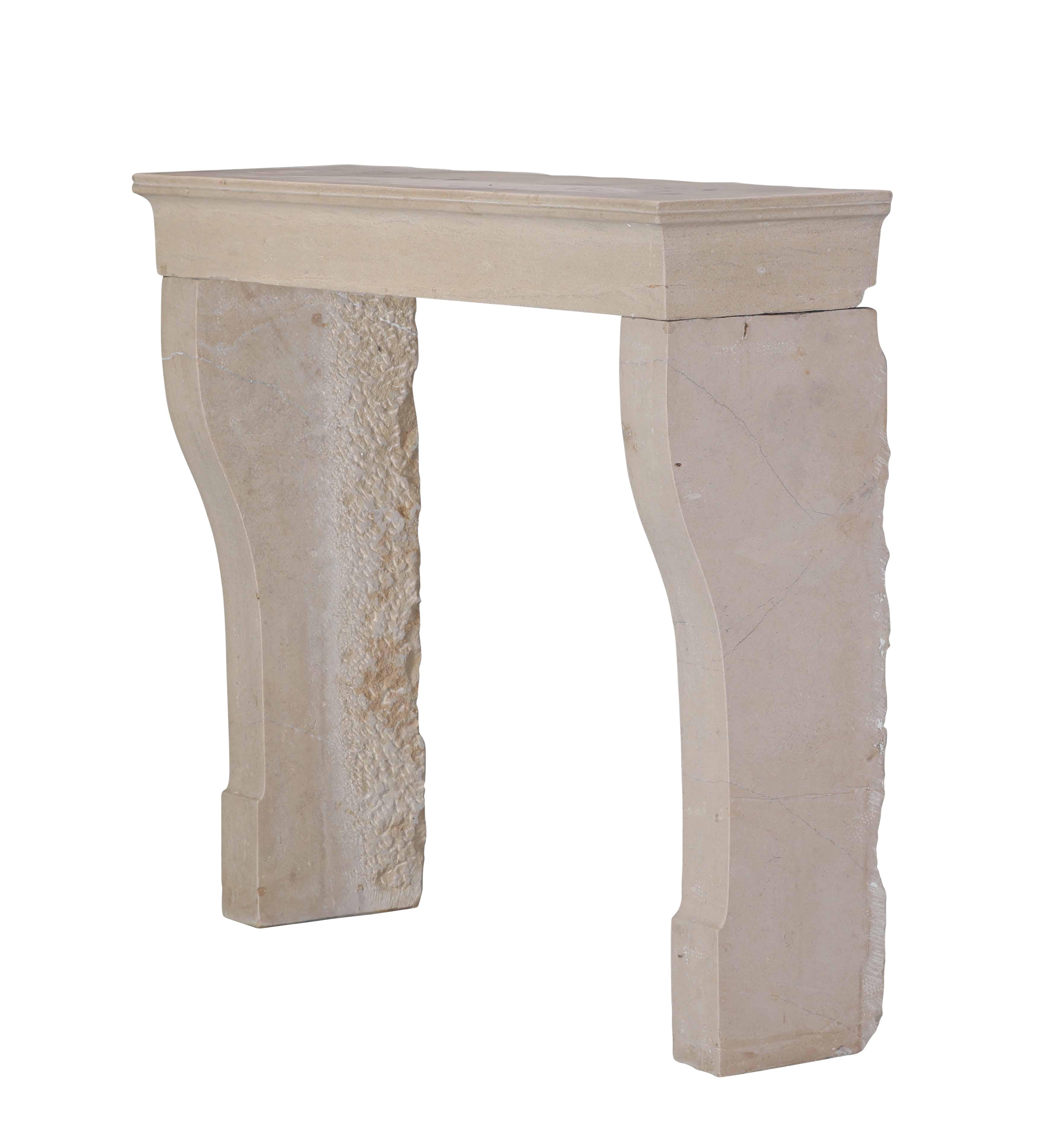 Stone 19th Century French Antique Limestone Fireplace Surround with Curved Jambs For Sale