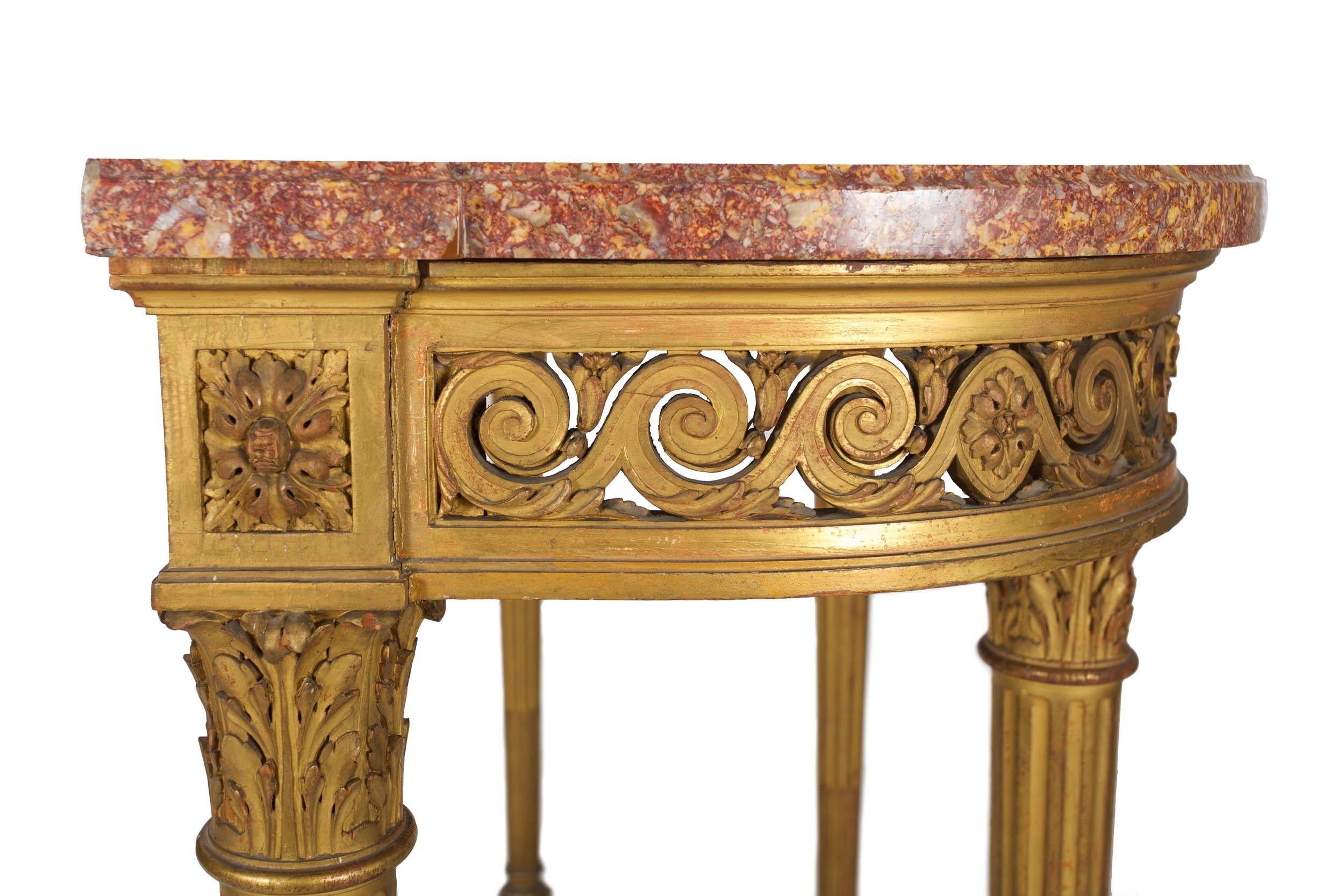 19th Century French Antique Louis XVI Style Giltwood Pier Table Console For Sale 6