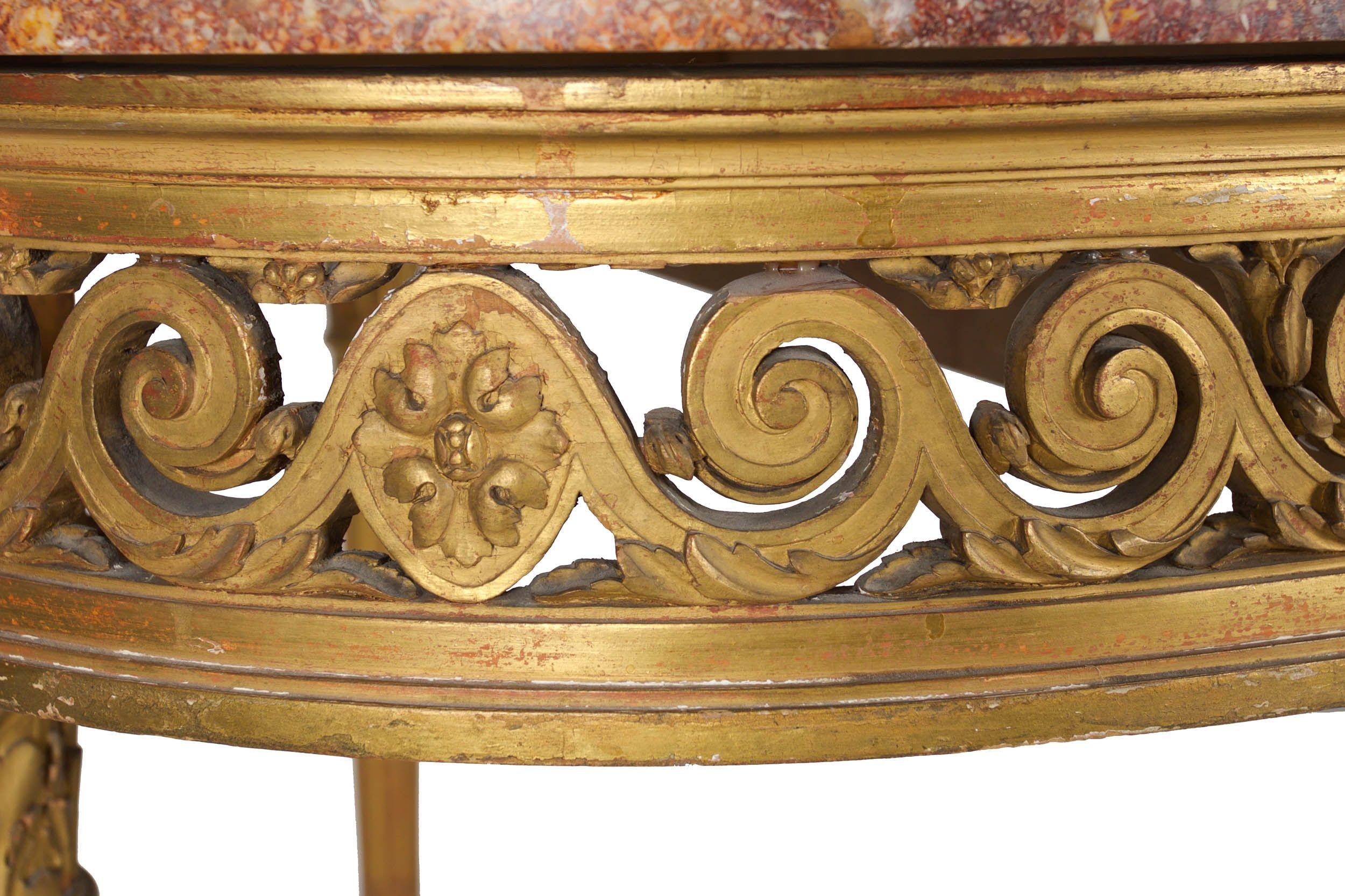 19th Century French Antique Louis XVI Style Giltwood Pier Table Console For Sale 7