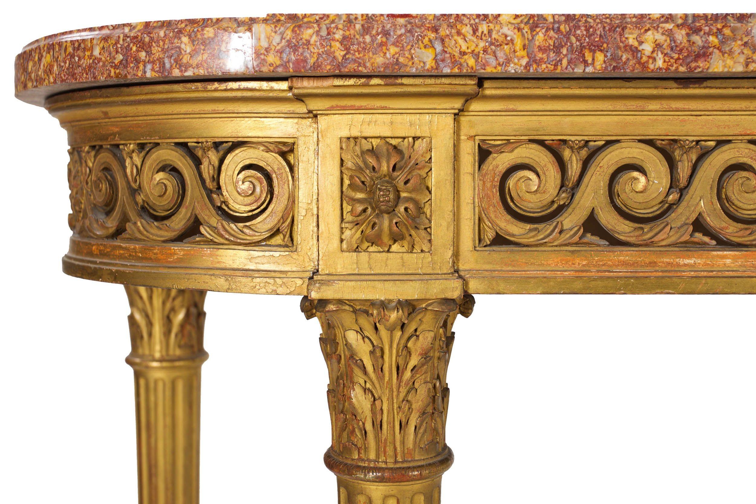 19th Century French Antique Louis XVI Style Giltwood Pier Table Console For Sale 9