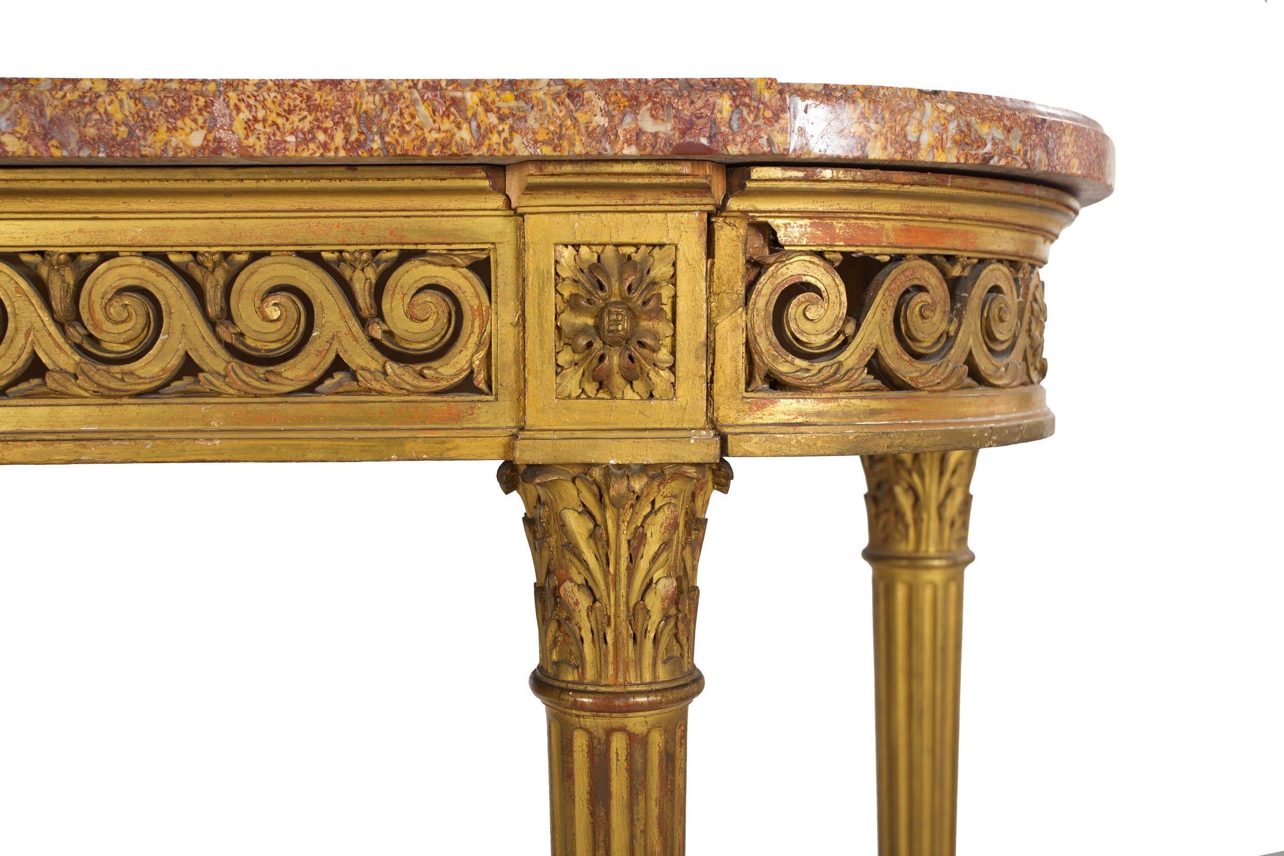 19th Century French Antique Louis XVI Style Giltwood Pier Table Console For Sale 11
