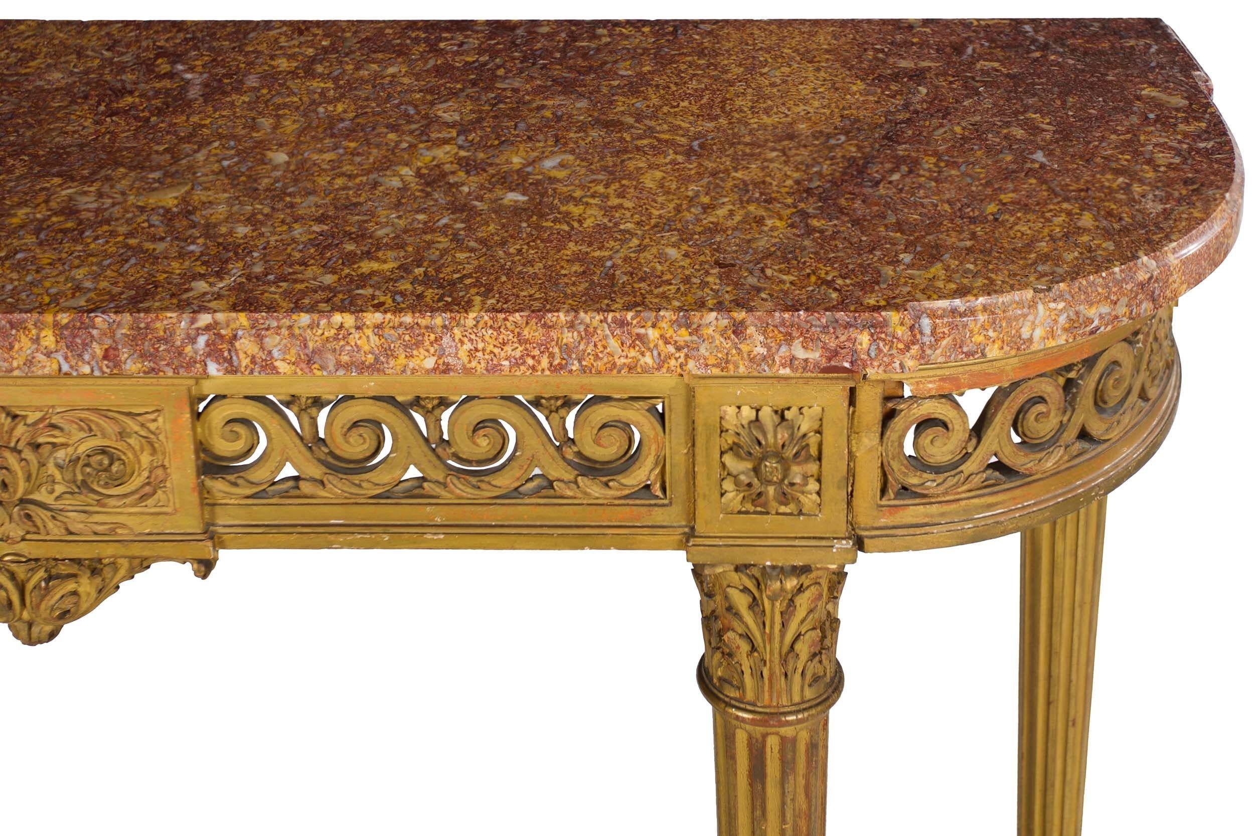 19th Century French Antique Louis XVI Style Giltwood Pier Table Console For Sale 2