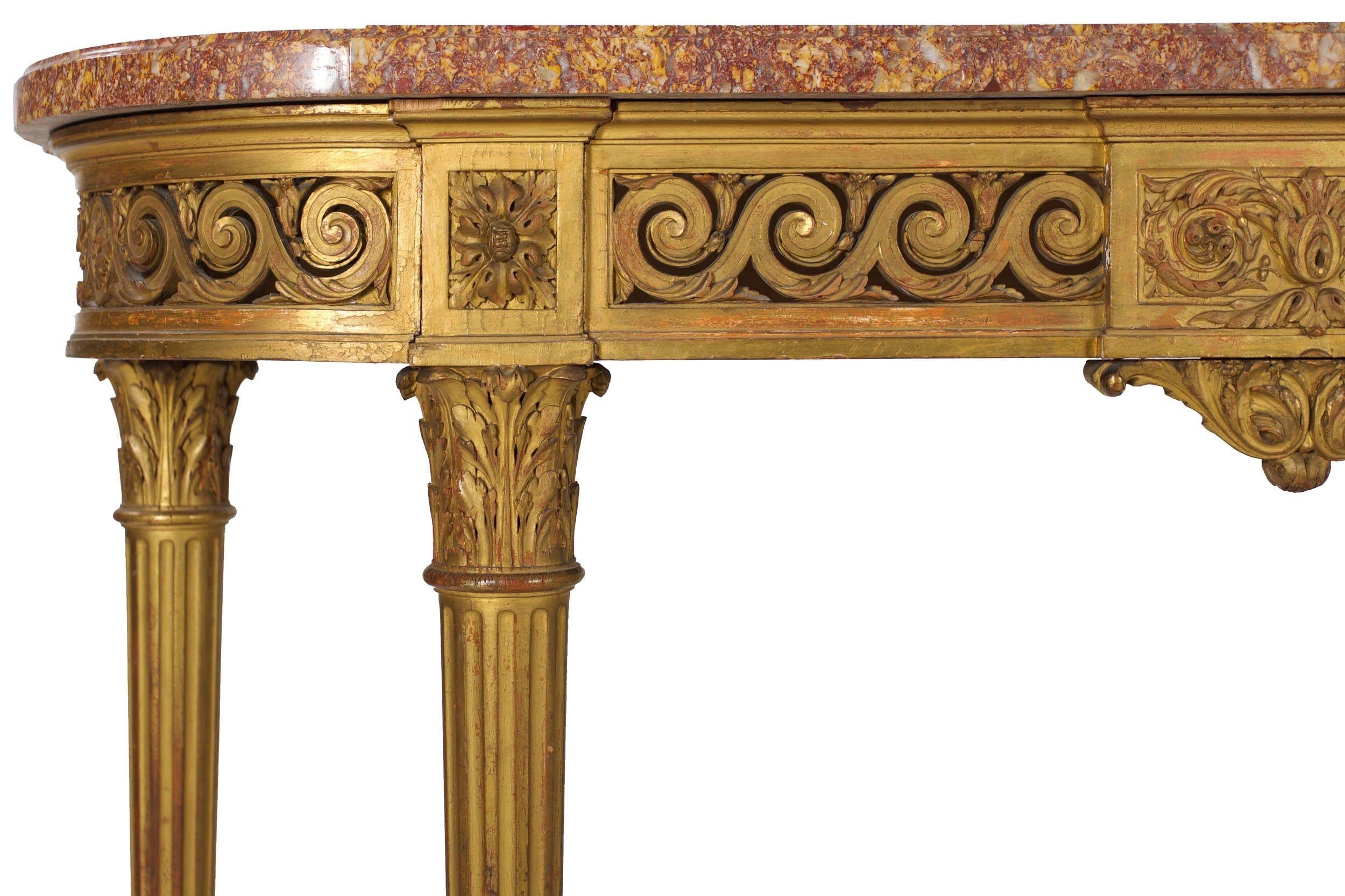 19th Century French Antique Louis XVI Style Giltwood Pier Table Console For Sale 3