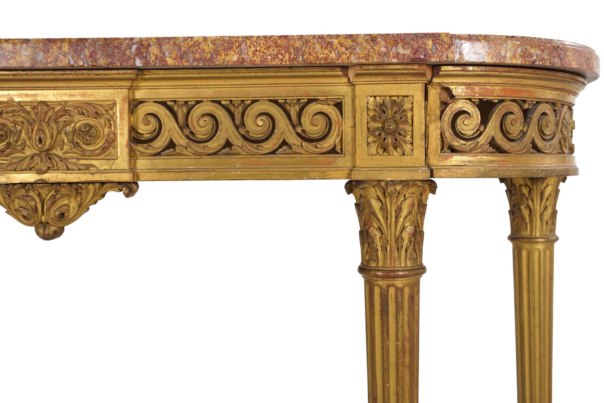 19th Century French Antique Louis XVI Style Giltwood Pier Table Console For Sale 4