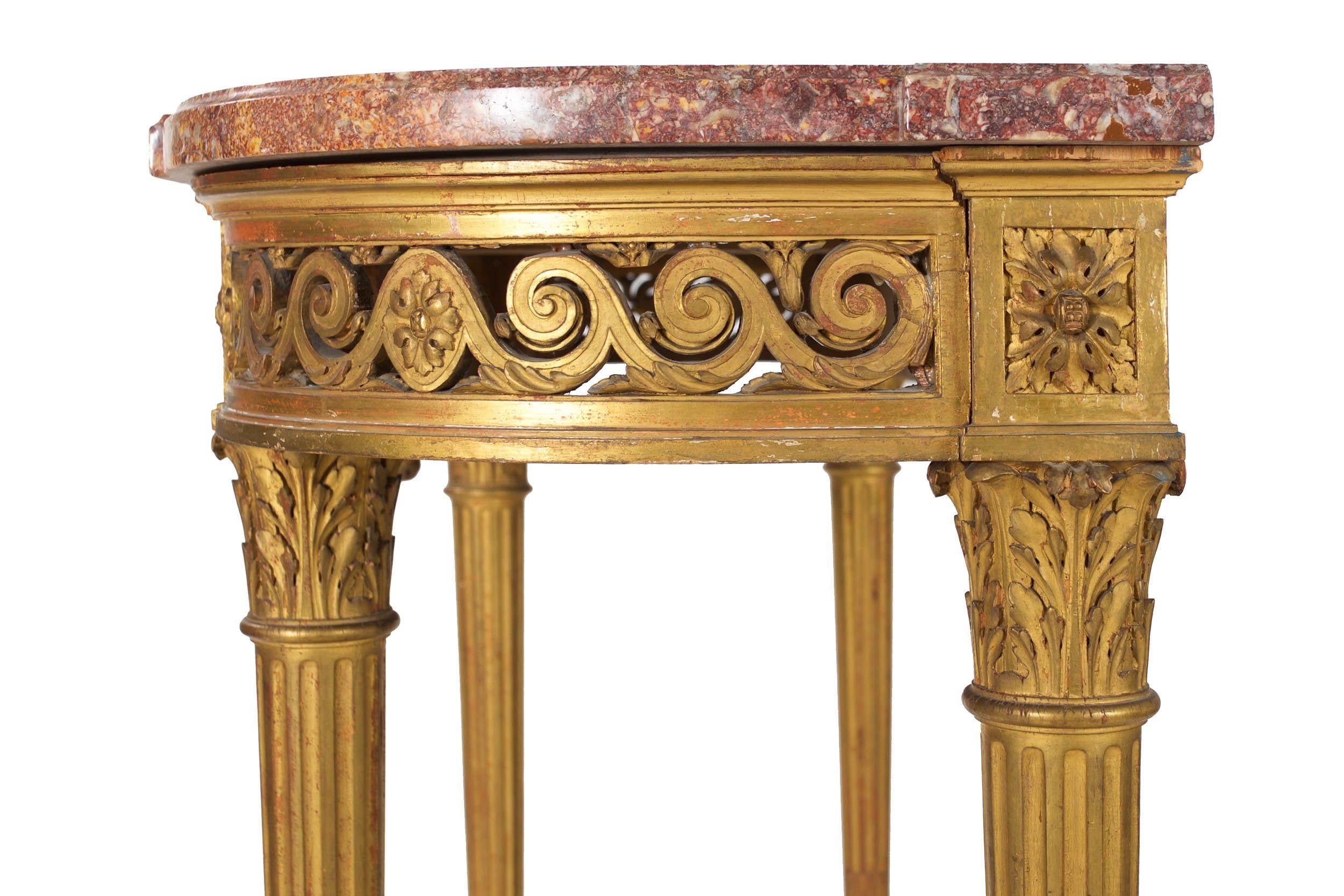 Französischer antiker Pfeilertisch aus vergoldetem Holz im Louis-XVI.-Stil des 19. Jahrhunderts im Angebot 5