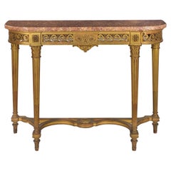 19th Century French Antique Louis XVI Style Giltwood Pier Table Console
