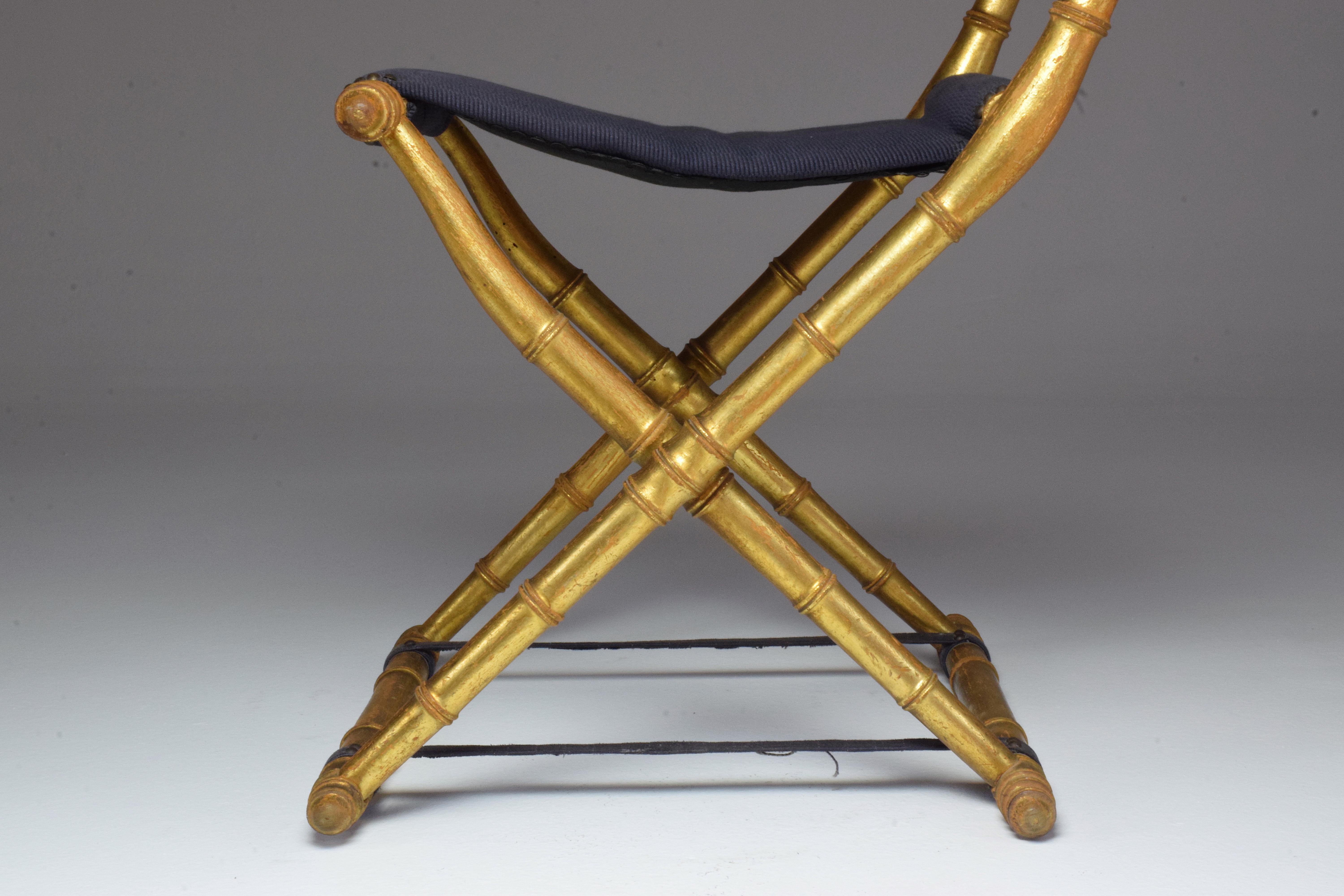 19th Century French Antique Napoleon III Gold Leaf Folding Chair 7