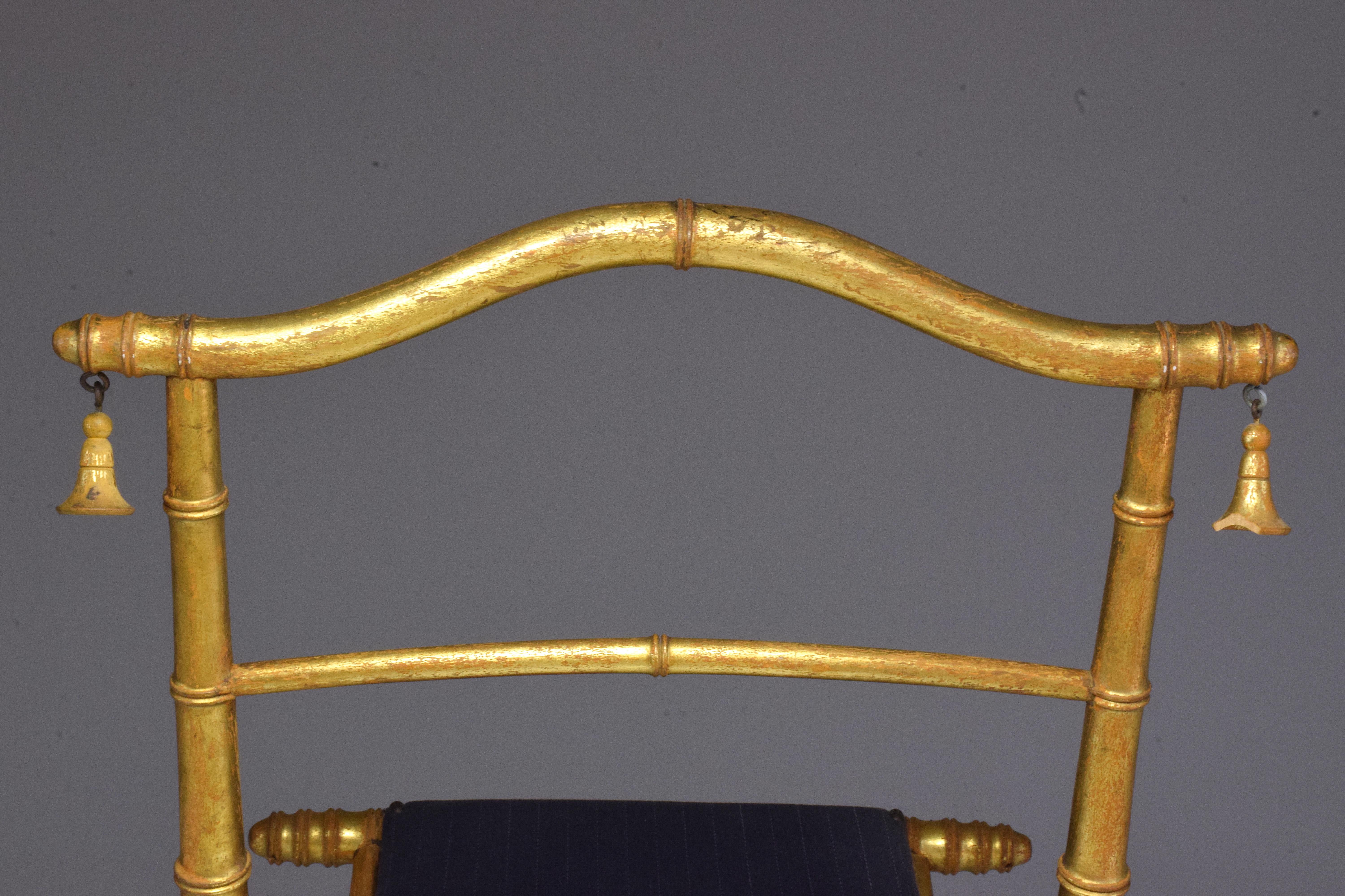 19th Century French Antique Napoleon III Gold Leaf Folding Chair 9